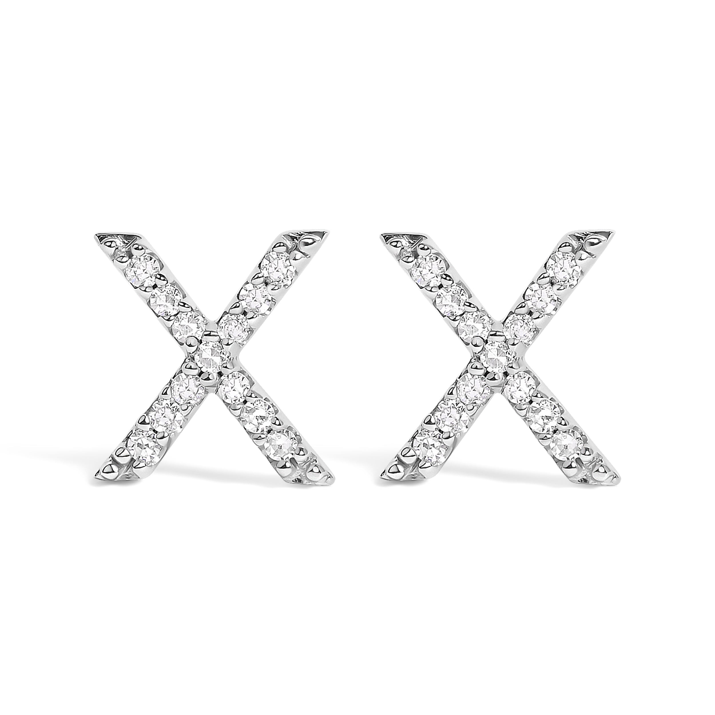 10K White Gold 1/10 Cttw Diamond Initial “A†Stud Earring
