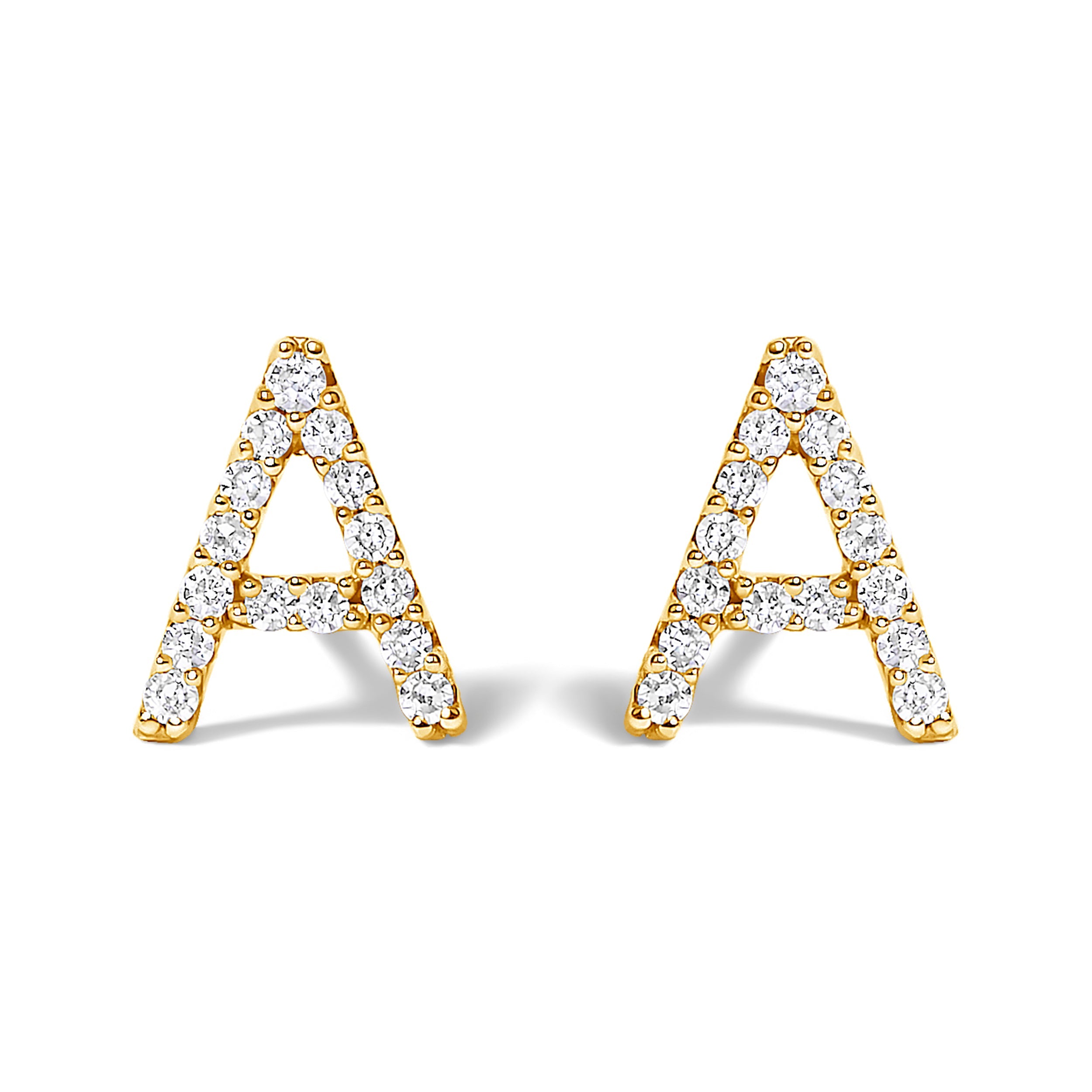 10K White Gold 1/10 Cttw Diamond Initial “A†Stud Earring