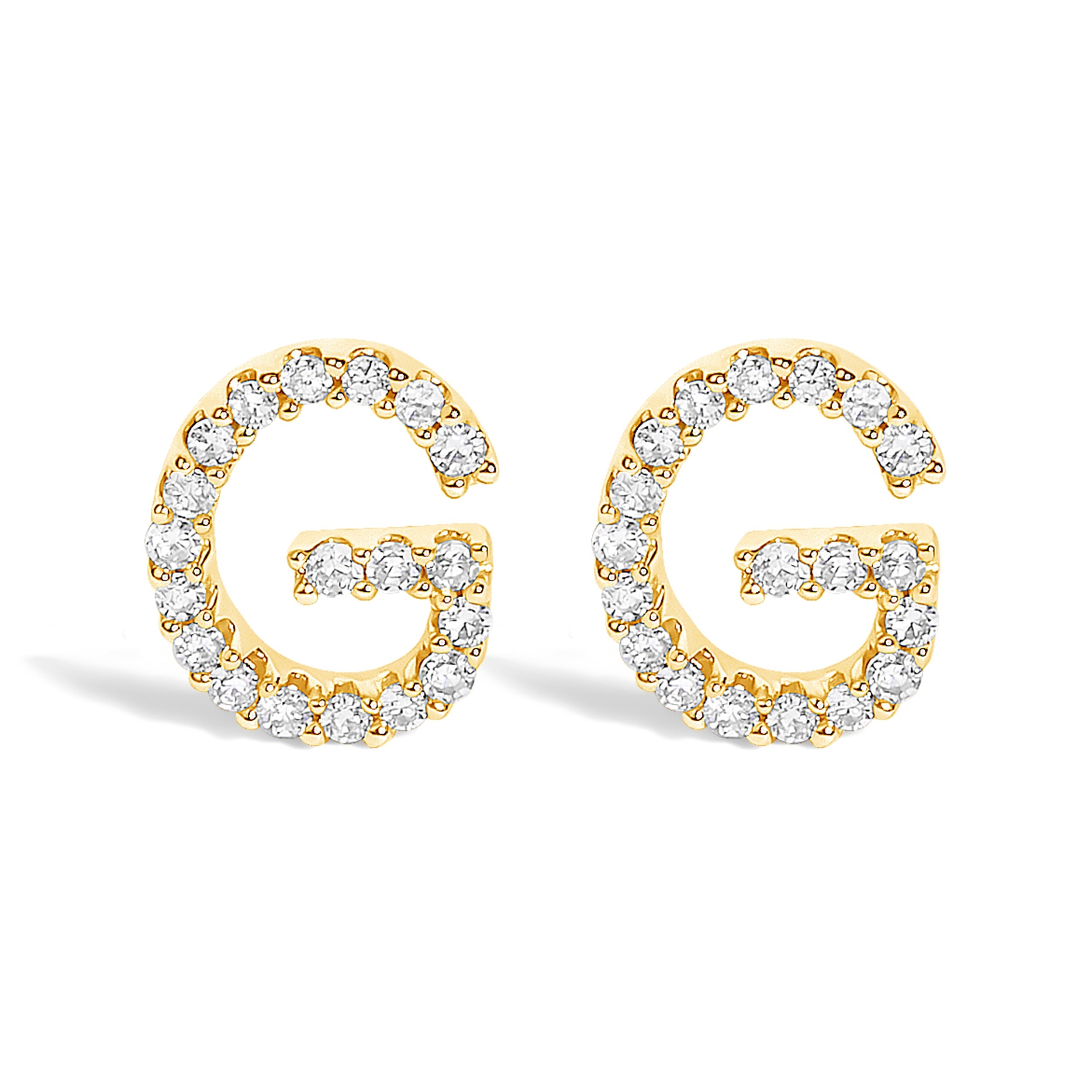 10K White Gold 1/10 Cttw Diamond Initial “A†Stud Earring