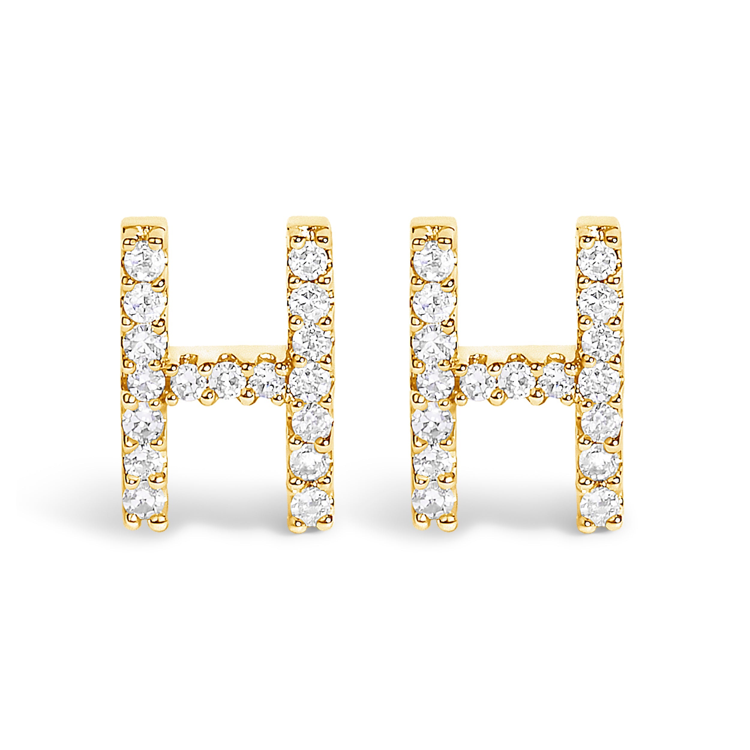 10K White Gold 1/10 Cttw Diamond Initial “A†Stud Earring