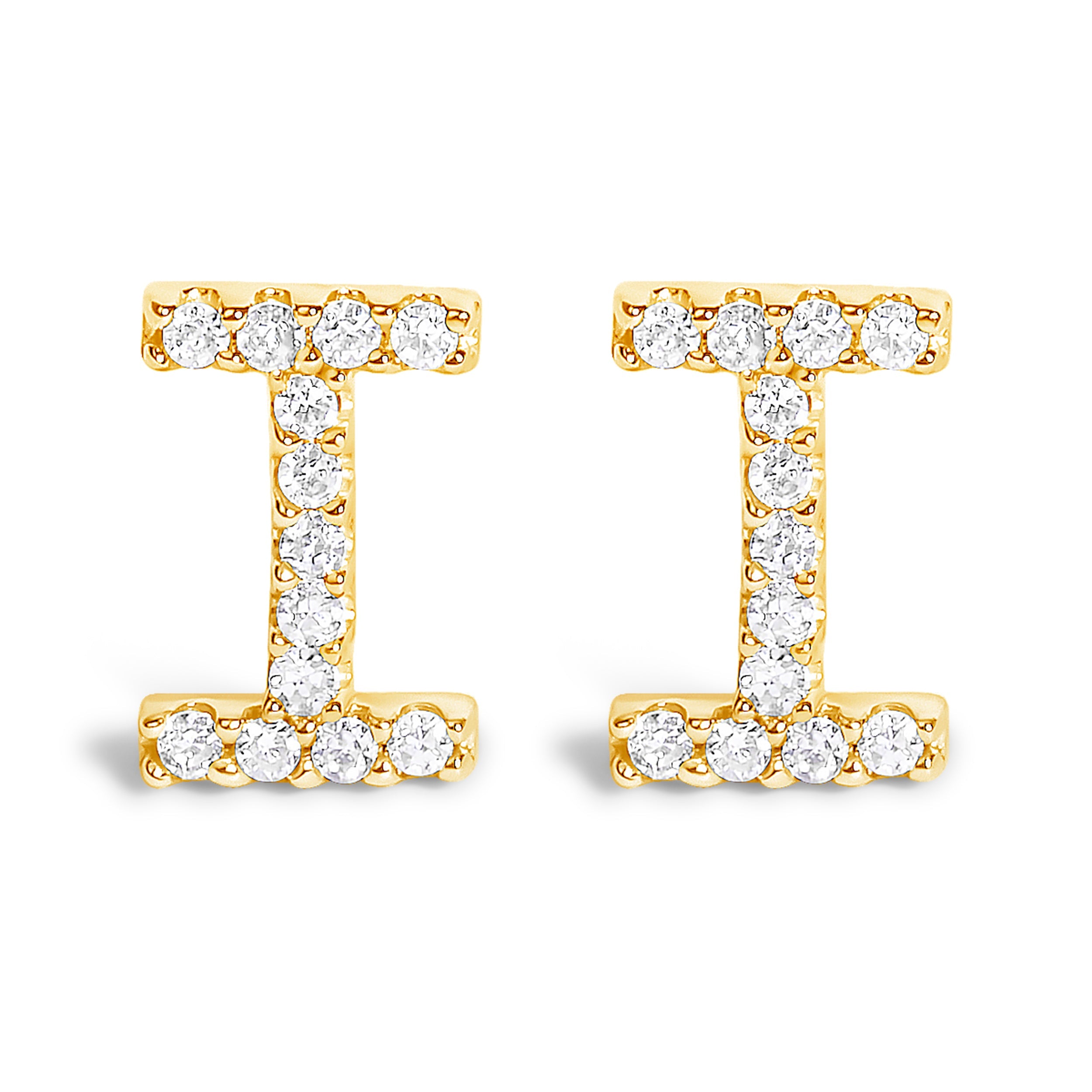 10K White Gold 1/10 Cttw Diamond Initial “A†Stud Earring