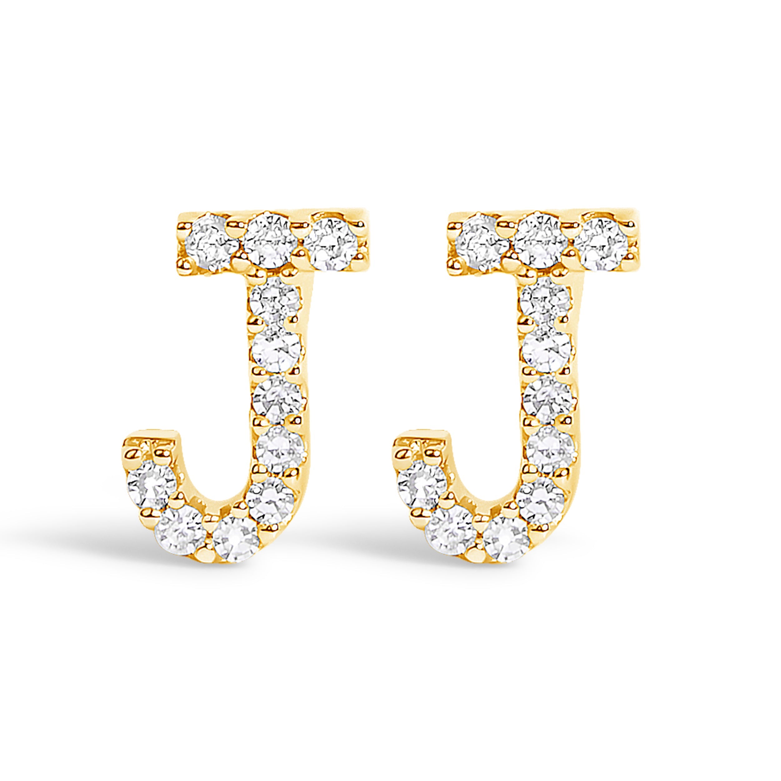 10K White Gold 1/10 Cttw Diamond Initial “A†Stud Earring
