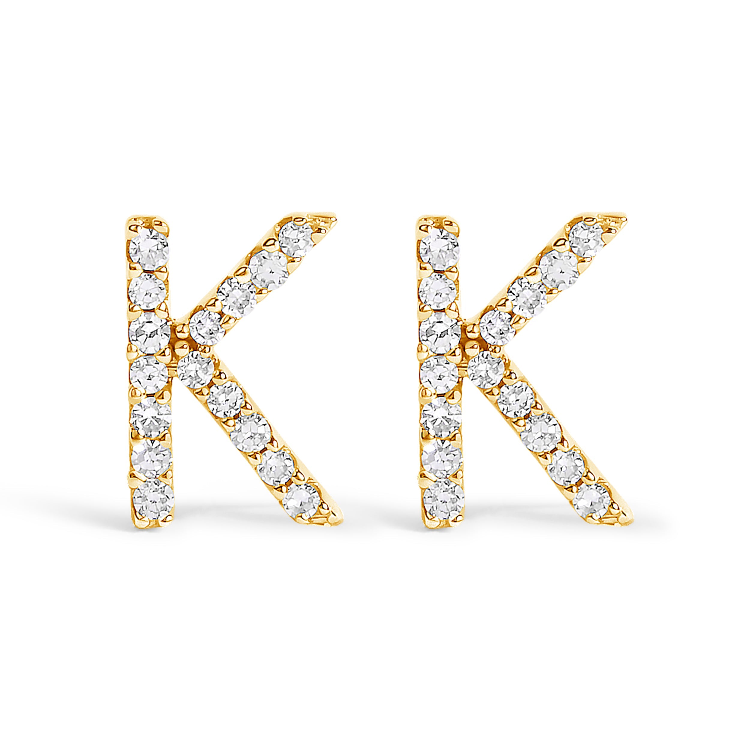 10K White Gold 1/10 Cttw Diamond Initial “A†Stud Earring