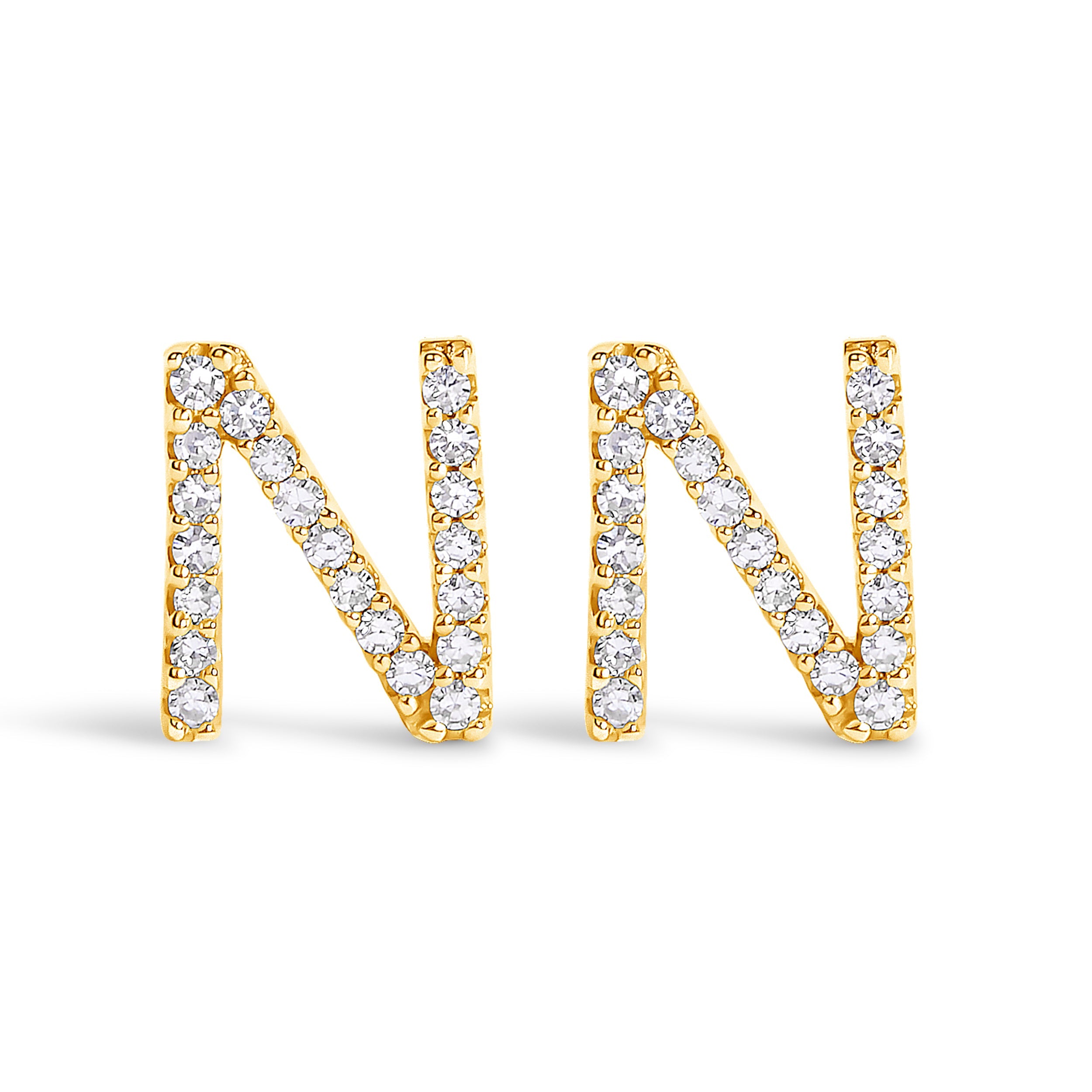 10K White Gold 1/10 Cttw Diamond Initial “A†Stud Earring