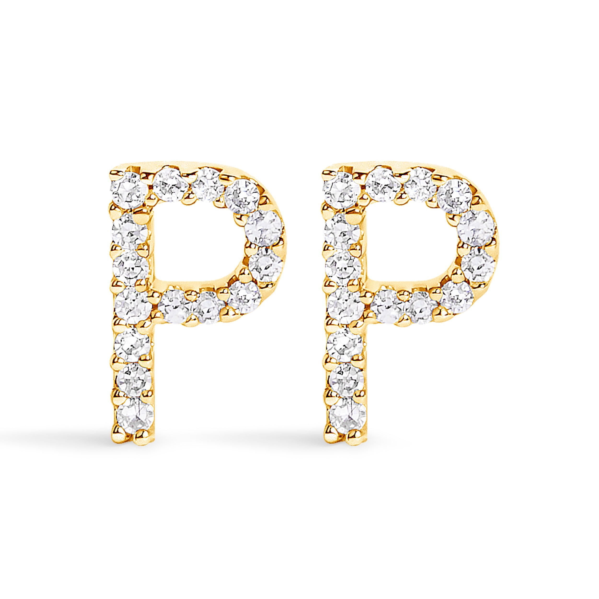 10K White Gold 1/10 Cttw Diamond Initial “A†Stud Earring