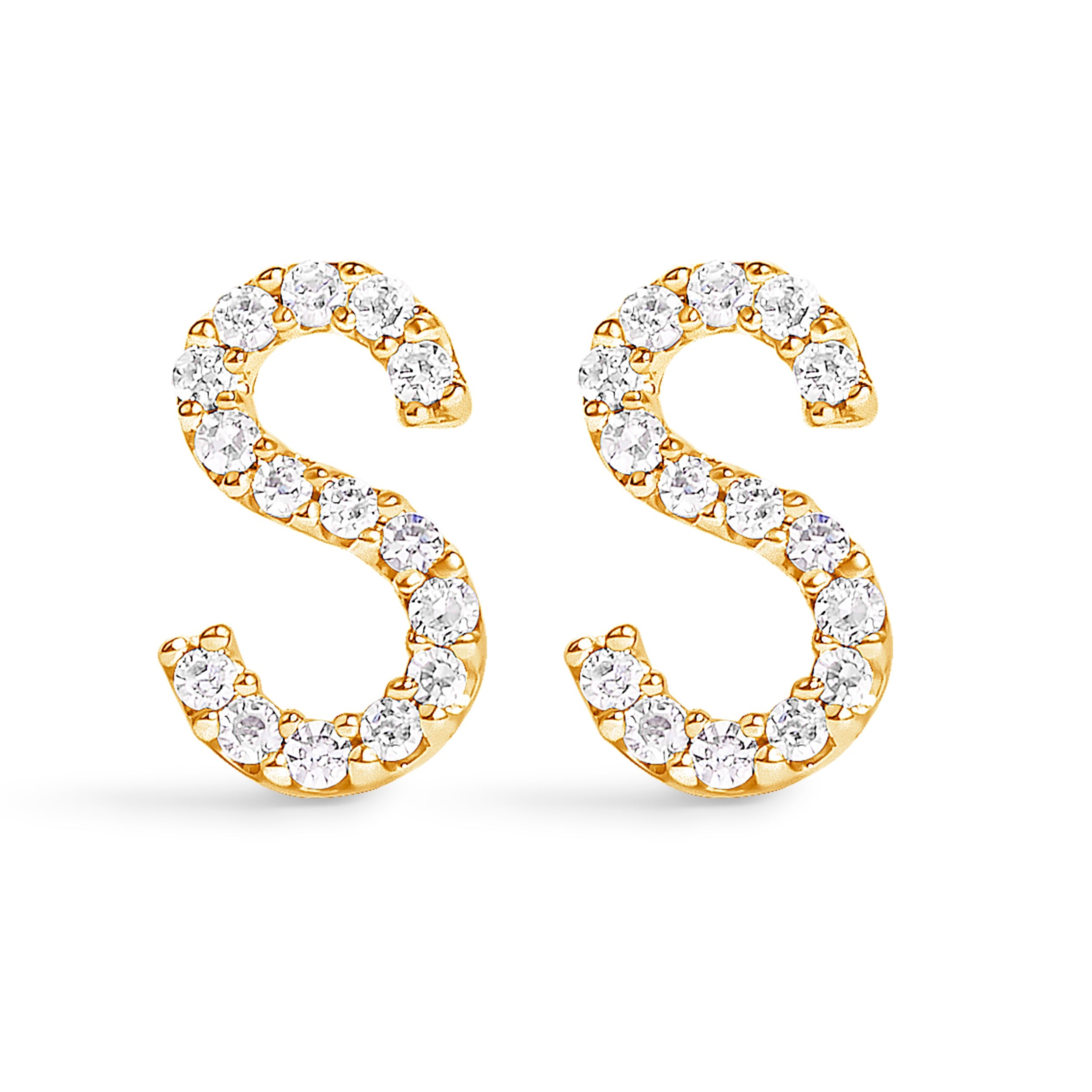 10K White Gold 1/10 Cttw Diamond Initial “A†Stud Earring