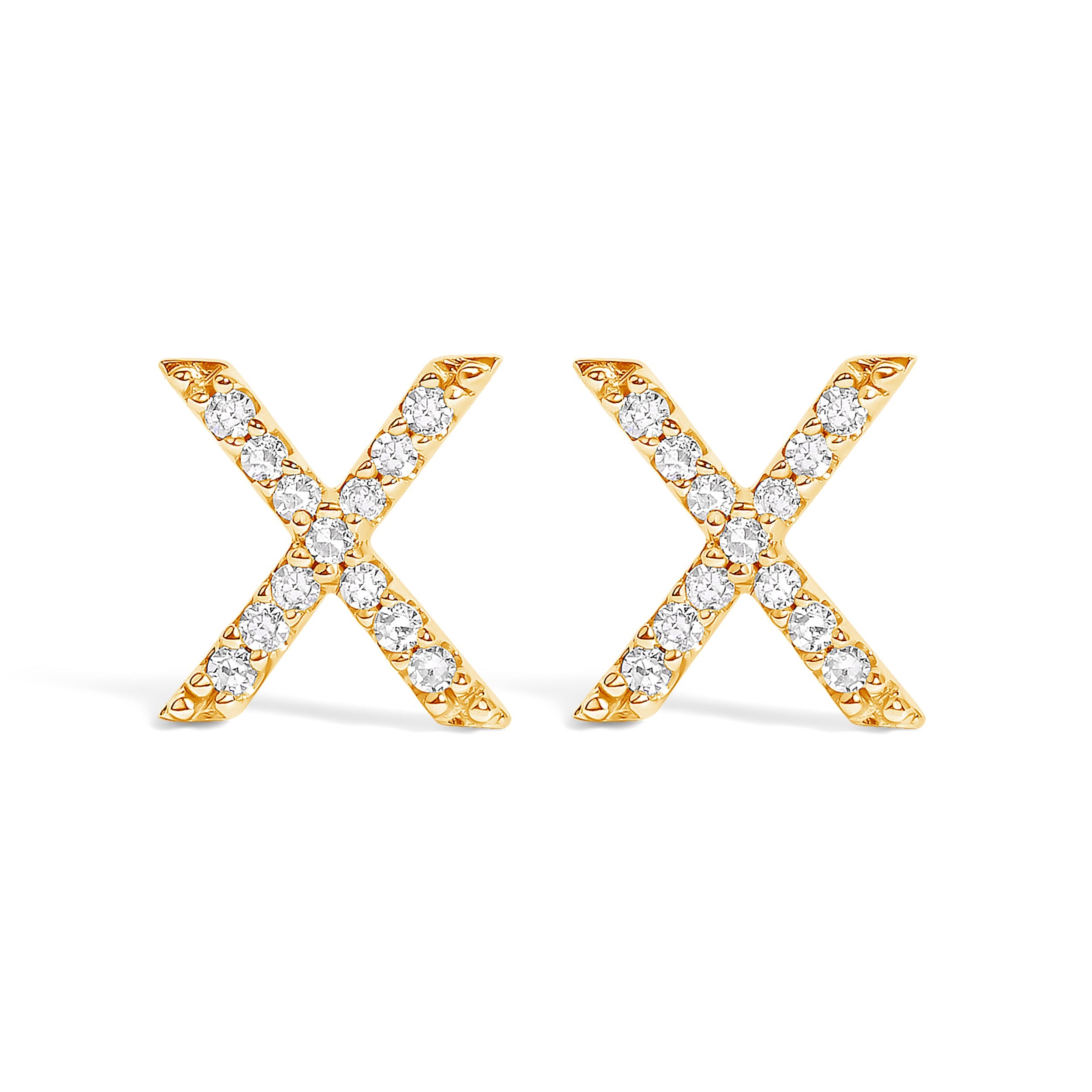 10K White Gold 1/10 Cttw Diamond Initial “A†Stud Earring