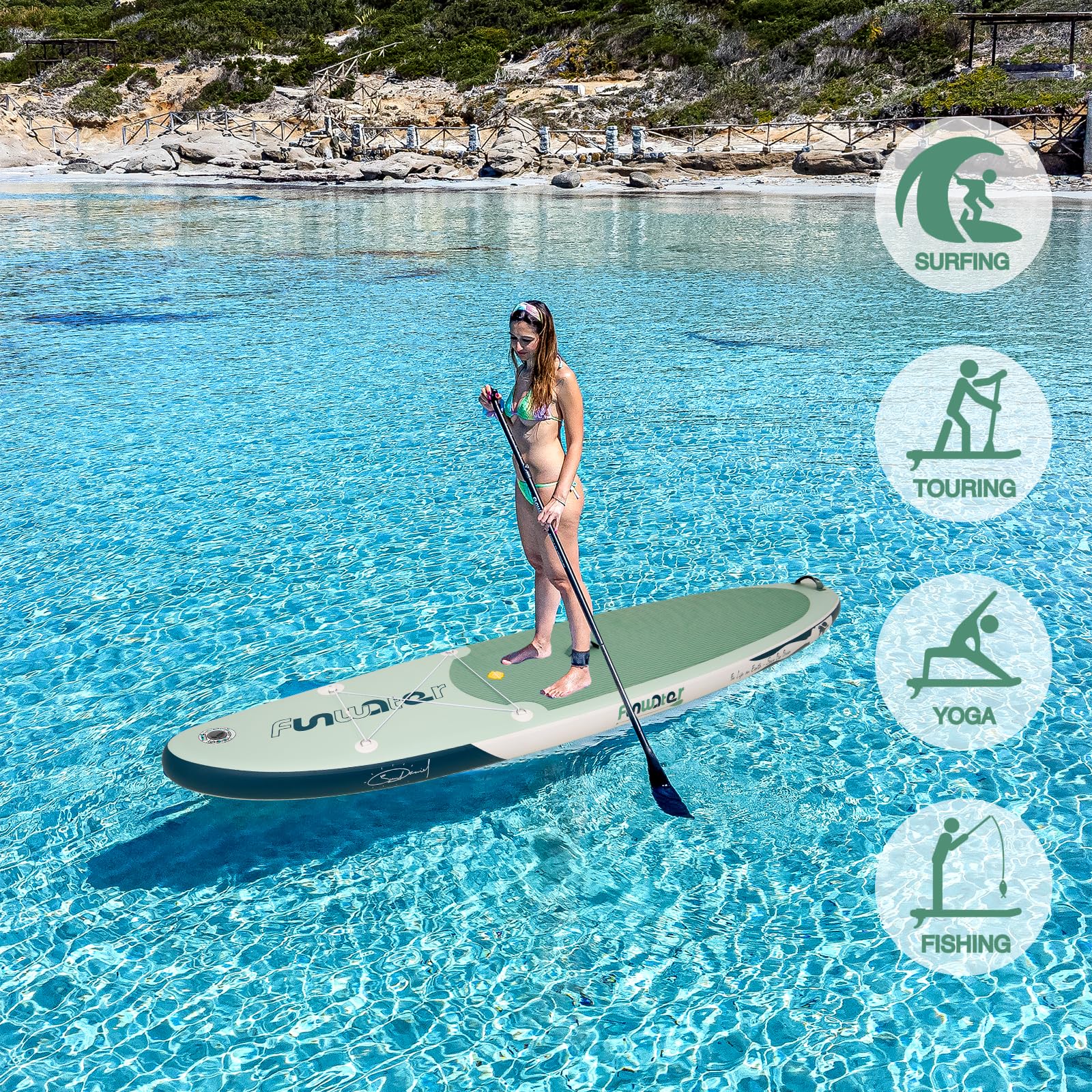 FunWater Inflatable Stand Up Paddle Board Lightweight SUP Boards with SUP Accessories Inflatable Paddleboard for Adults