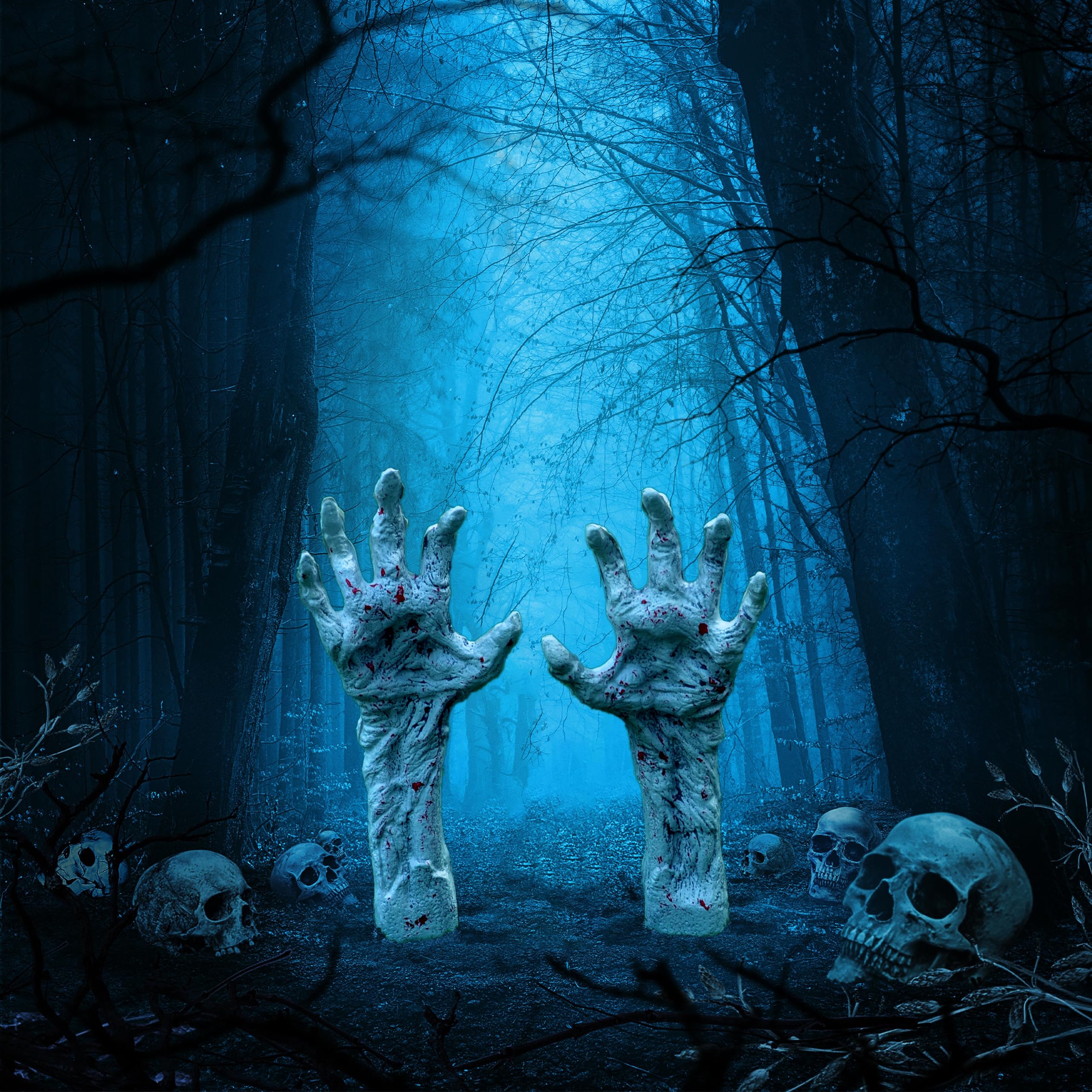 JOYIN Bloodstain Zombie Arm Stake Groundbreaker Halloween Outdoor Decoration Realistic Looking Fake Arm Hands Yard Stakes for Halloween Haunted House Yard Decoration