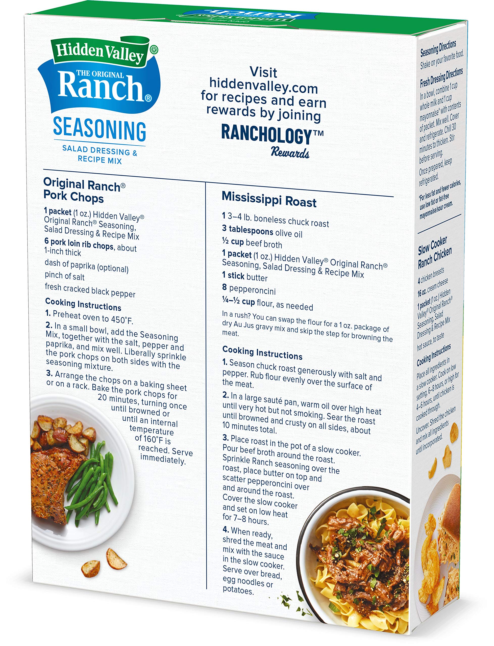 Hidden Valley Original Ranch Salad Dressing and Seasoning Mix, 1 Ounce Packet, Pack of 4 (Package May Vary)