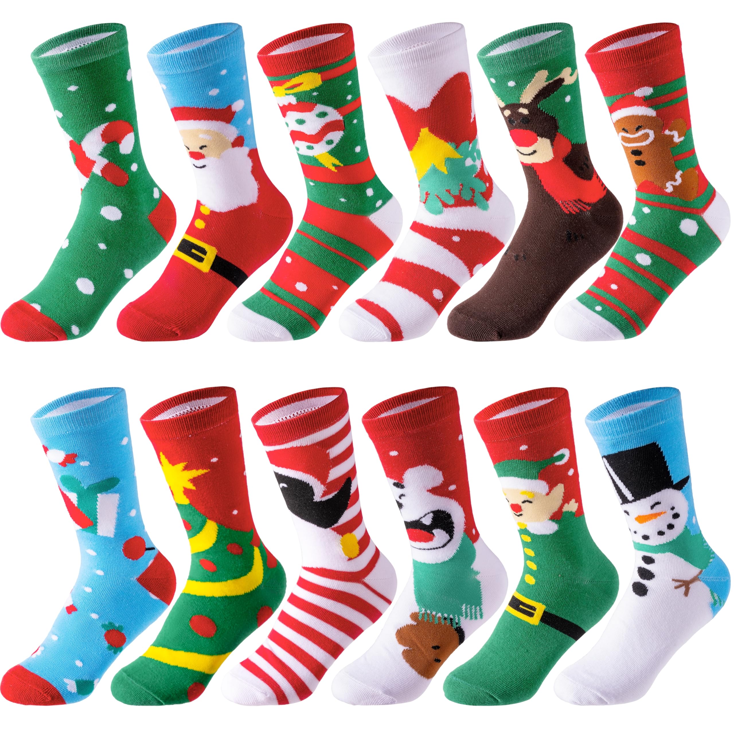 JOYIN 12 Pairs Christmas Socks Warm Soft Cotton Christmas Socks for Women Men for Christmas, Holiday or Birthday Gift