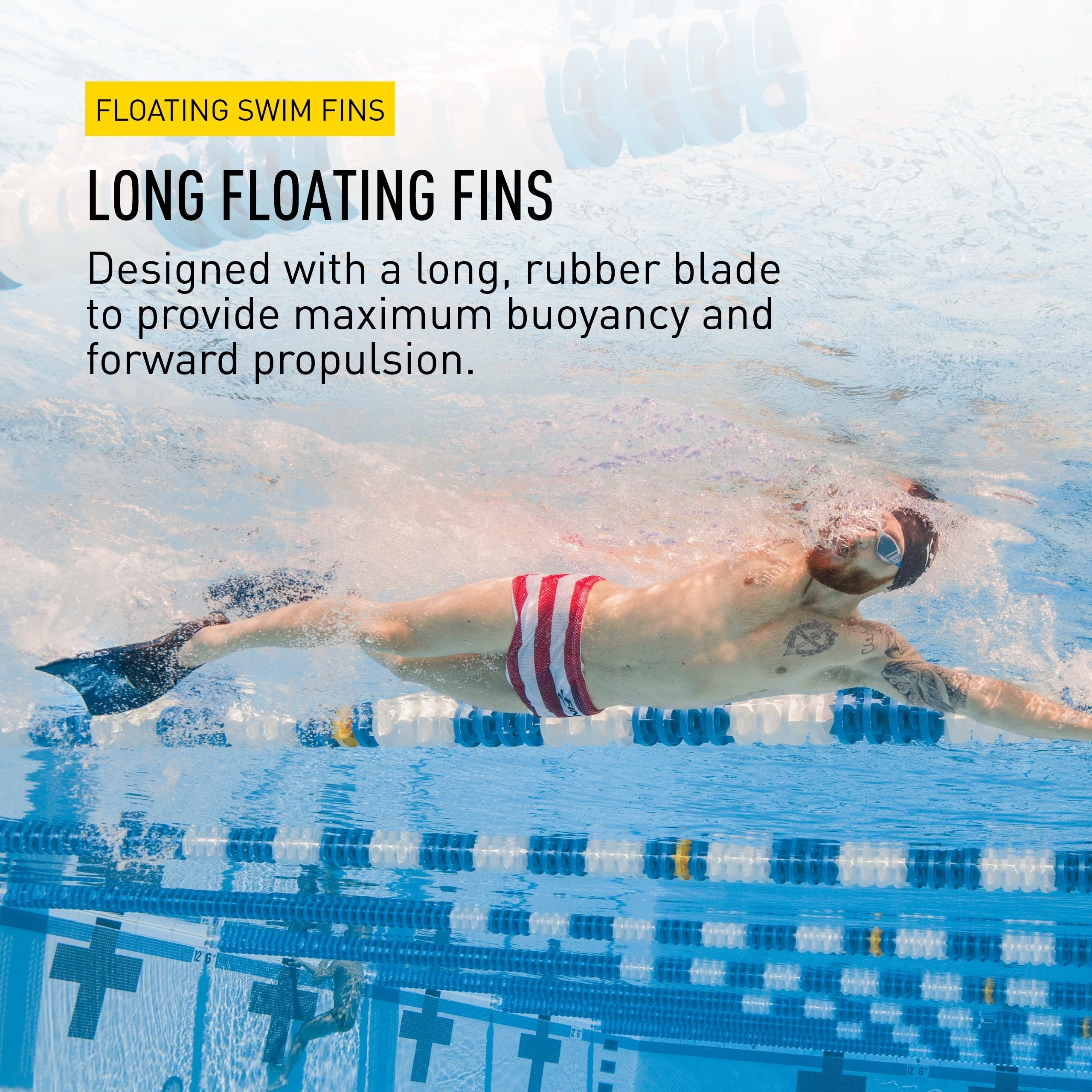 FINIS Long Floating Fins - Swimming Fins for Men, Women, and Kids - Swim Flippers to Improve Body Alignment - Swim Fins for Swimming Accessories - Adult S (Male 3–5/Female 4–6), Red/Black