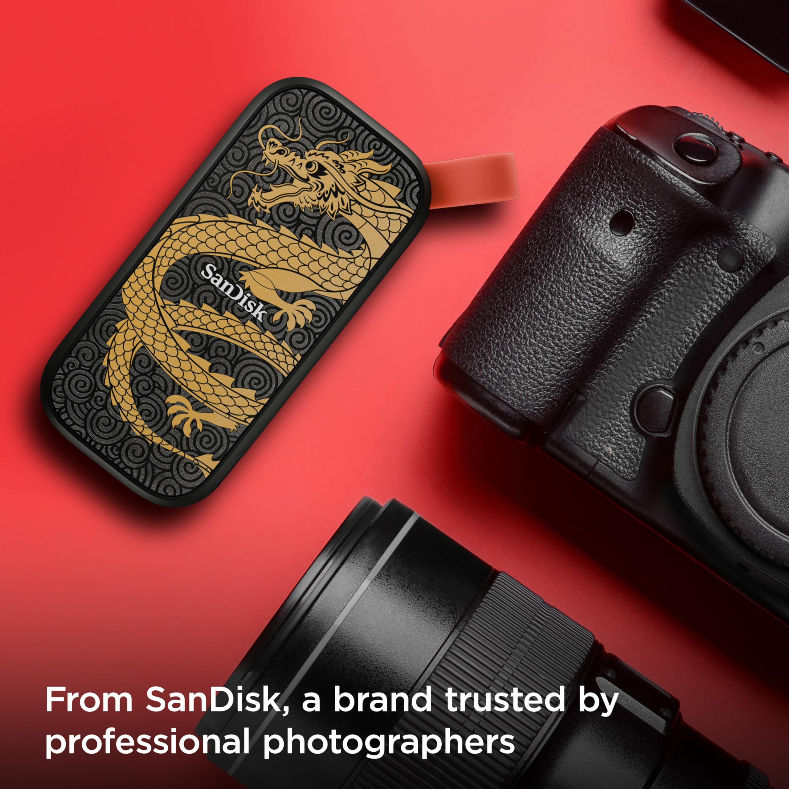 SANDISK 1TB Portable SSD, Dragon Edition - Up to 800MB/s, USB-C, USB 3.2 Gen 2, Updated Firmware - External Solid State Drive - SDSSDE30-1T00-GD25