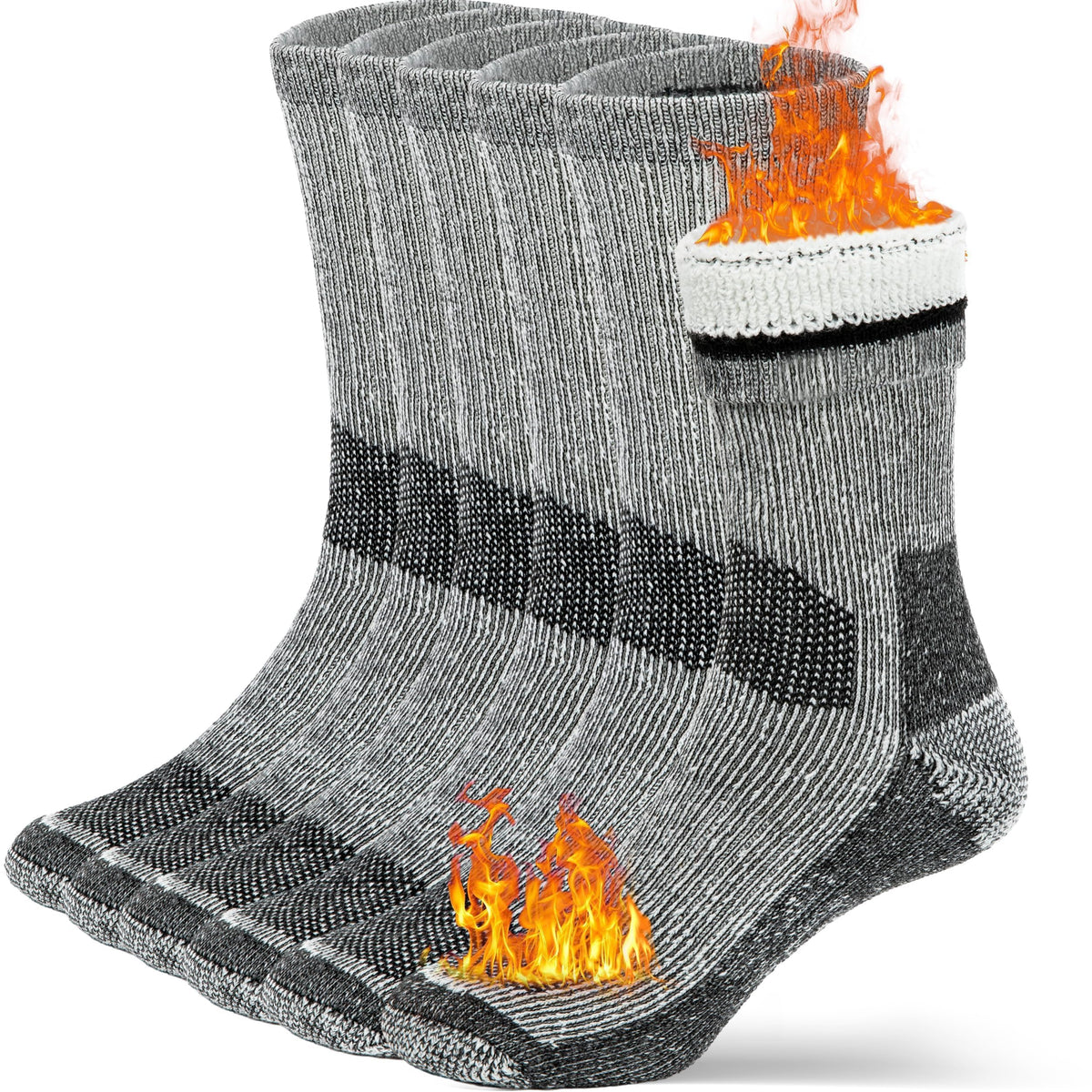 Buttons & Pleats Wool Socks for Men Women Merino Thermal Warm Cozy Winter Fuzzy Boot Sock Charcoal ML