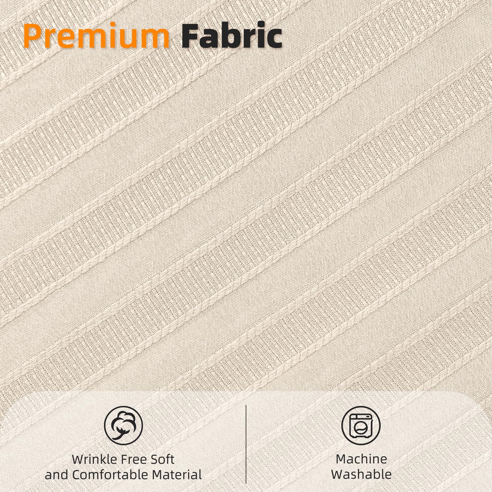 Seasonwood Beige Boho Shower Curtain 72 x 72 Textured Vertical Striped Shower Curtain Bohemian Chic Tassel Neutral Shower Curtains Beige/Cream