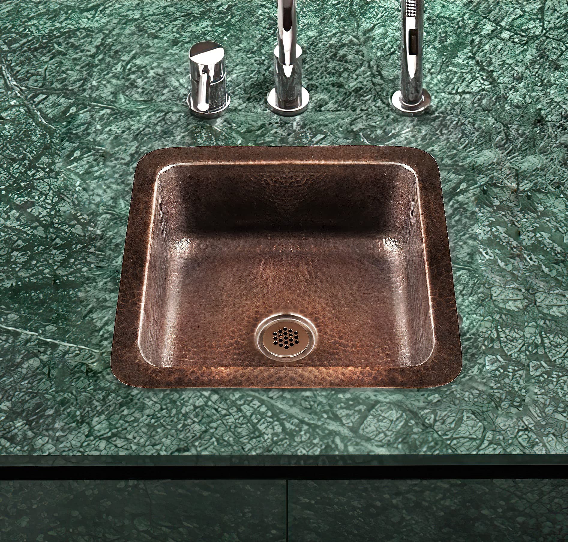 Monarch Abode Pure Copper (12 inches) 17093 Hand Hammered Glasgow Dual Mount Bar Prep Sink