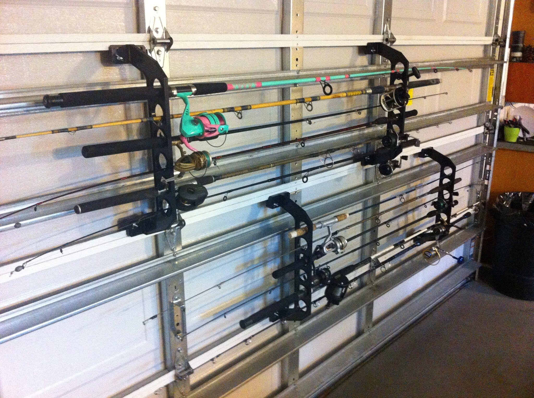 Cobra Storage Garage Door Storage Rack - 21" Black ABS Plastic Fishing Rod Holder - Ultimate Organization for Fishing Gear