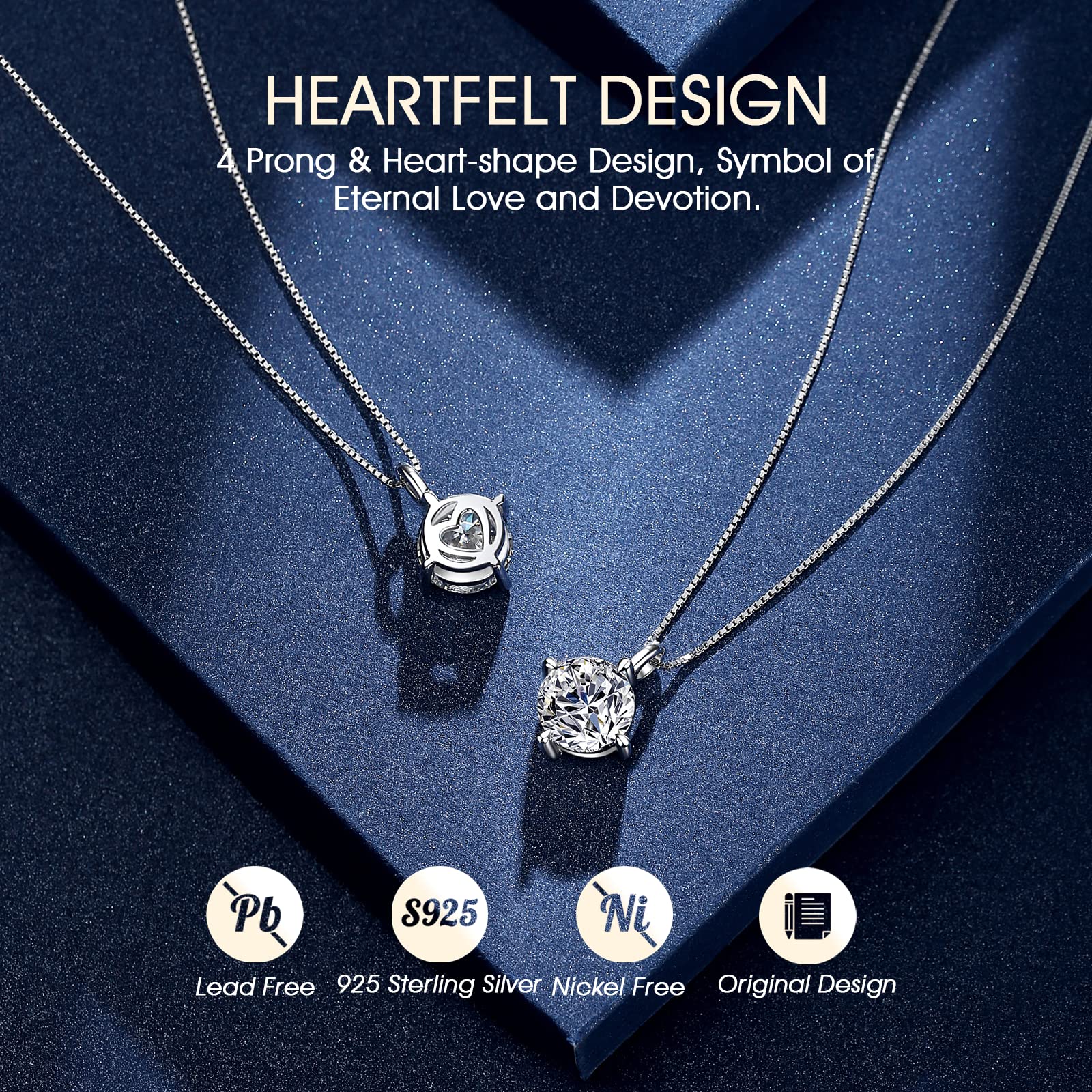 Beam & Bask Necklace Gifts for Girlfriend 2 Carat Moissanite Necklaces for Women Valentine's Day I Love You Gifts for Her Birthday Anniversary Jewelry Gift for Girlfriend