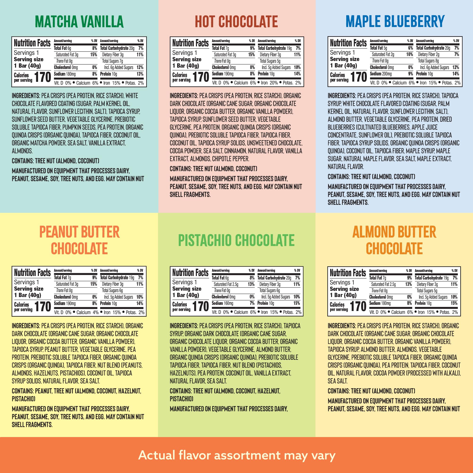 Mezcla Vegan Chocolate High Protein Bars, Gluten Free, Plant Based, Non GMO, No Dairy, 10g Protein, Healthy Snacks, Mixed Flavor Variety Pack (8 Bars)