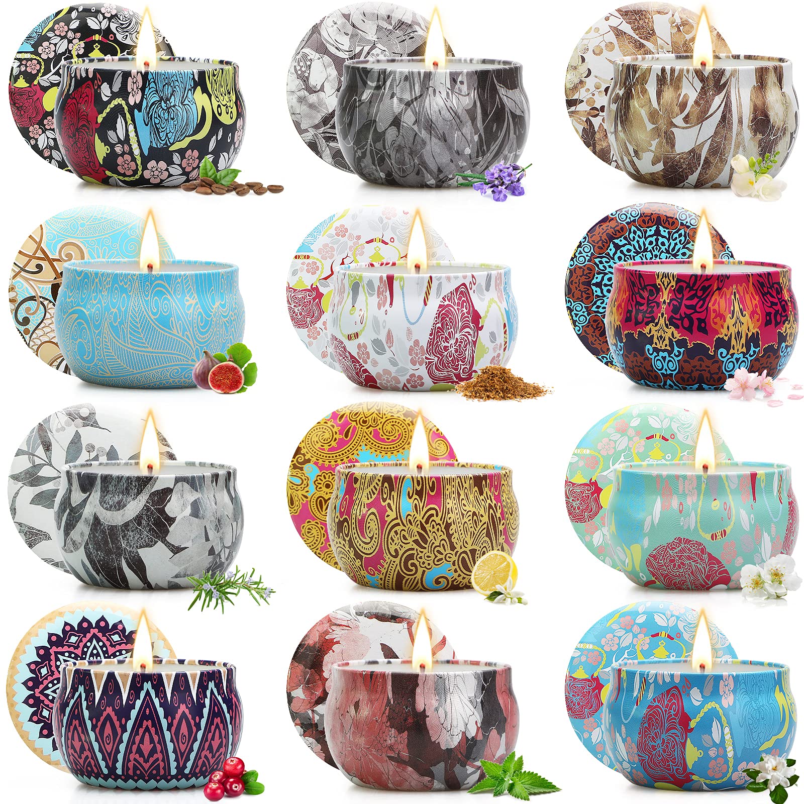 Candles, Candles Gifts for Women, 12 Pack Scented Candles, Soy Candles, Christmas Gifts for Women, Stress Relief & Body Relax, Ideal Gifts for Women Birthday, Valentines Day, Thanksgiving