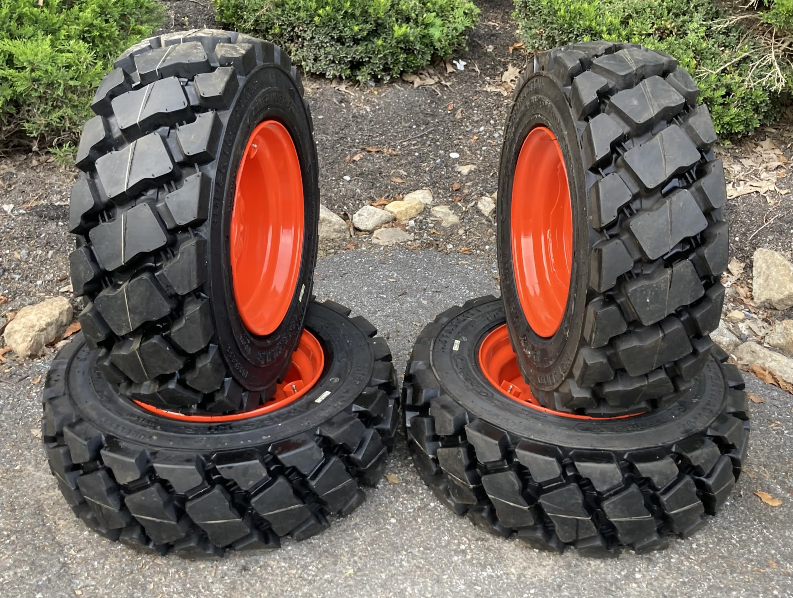 Set of 4-Heavy Duty 10-16.5 Forerunner SKS-7 Skid Steer Tires on Wheels/Rims (8 lug) for Bobcat -12PLY-10X16.5 -Heavy duty non-directional tread pattern designed for extreme surfaces