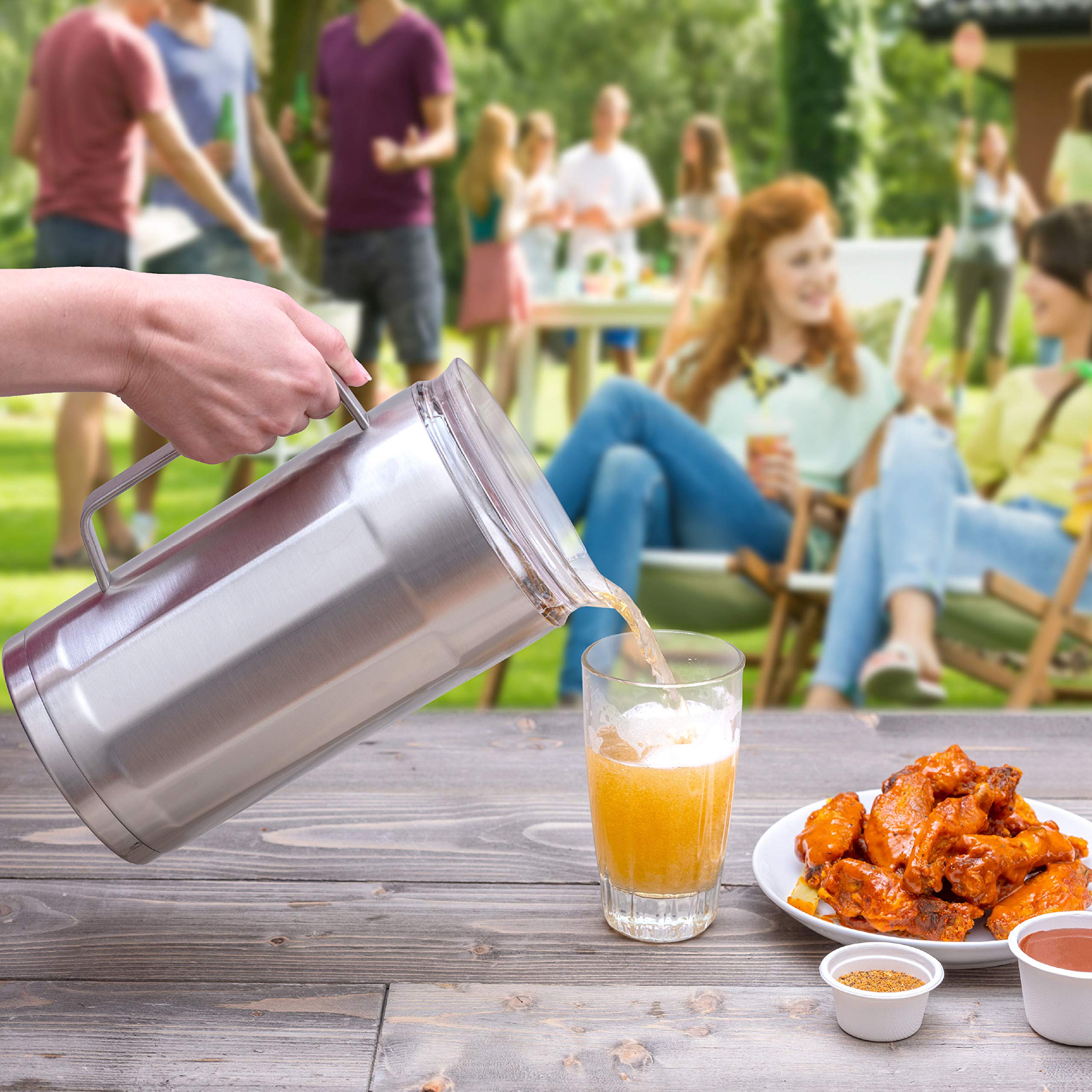 XPAC 84-Ounce (2.5L) Sweat-Free Beverage/Water Pitcher with Lid, Stainless Steel, Vacuum Insulated, Keeps Drinks Cold For Hours
