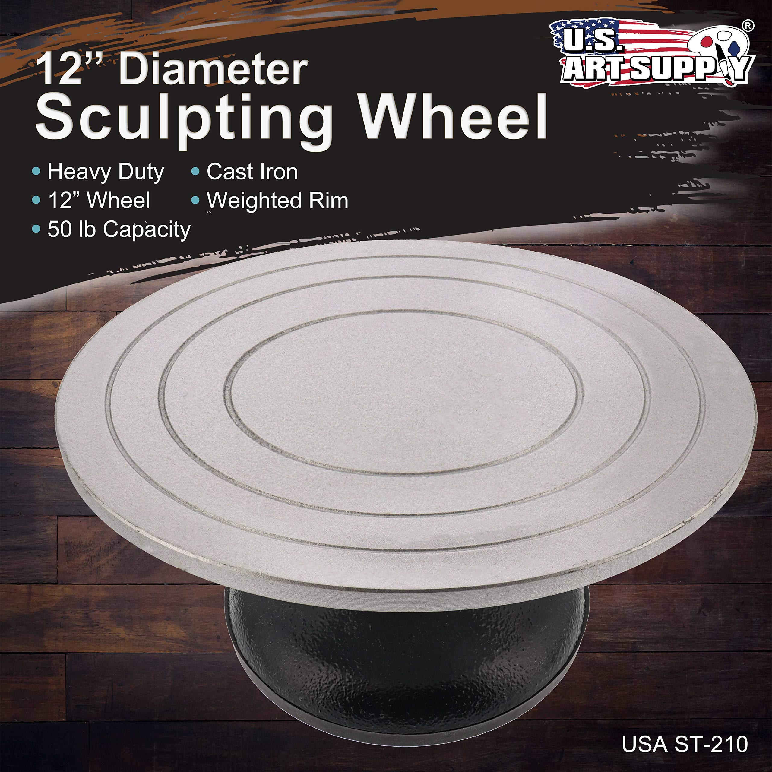 US Art Supply Large 12" Diameter Sculpting Wheel- Heavy Duty All Metal Construction & Turntable with Ball Bearings