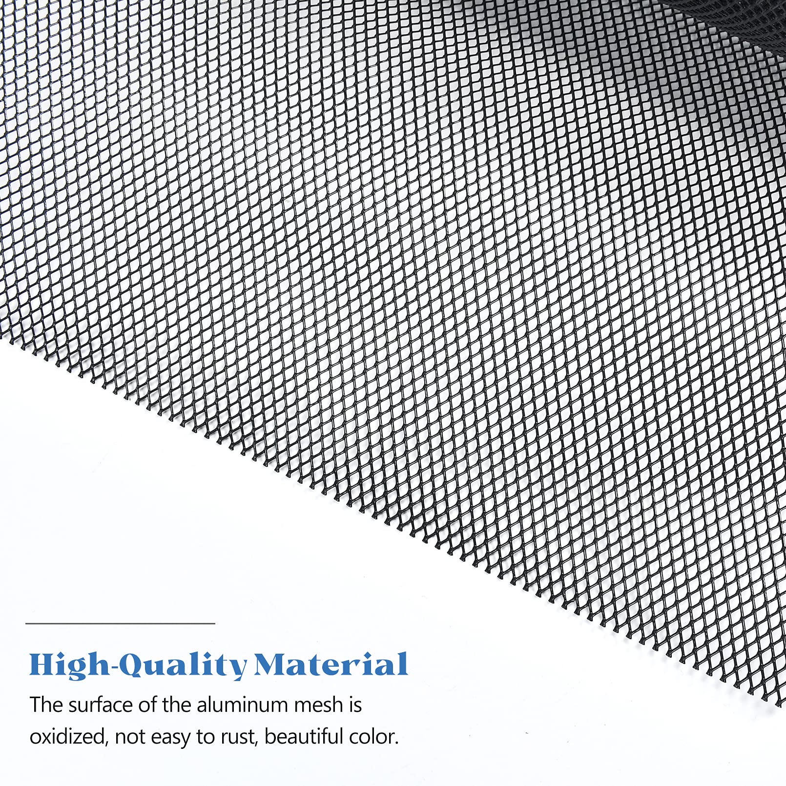 Universal Car Grill Mesh 40" x 13", Black-Painted Aluminum Alloy Automotive Grille Insert, Multifunctional Grille Mesh Roll (3 x 6mm Rhombic Hole)