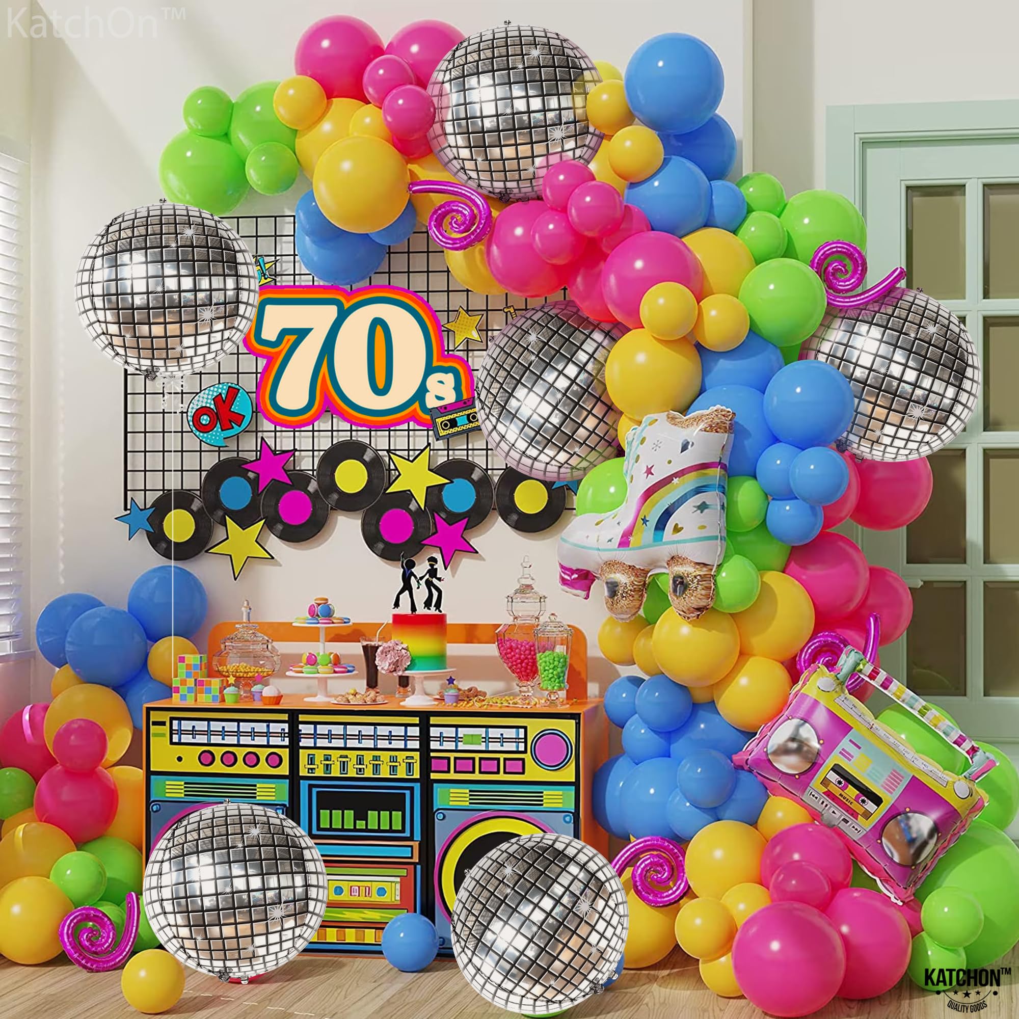 KatchOn, Silver Disco Ball Balloons - Huge 22 Inch, Pack of 6 | 4D Sphere Balloons for Disco Party Decorations | Anniversary, Bachelorette, Birthday, Retro Party Decorations | 70s Party Decoration