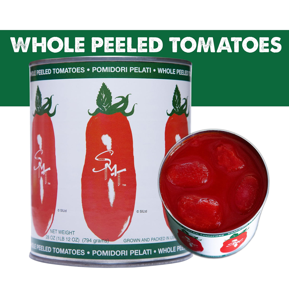 SMT San Merican Tomato Whole Peeled Tomatoes, 28oz (Pack of 6) - Grown in United States