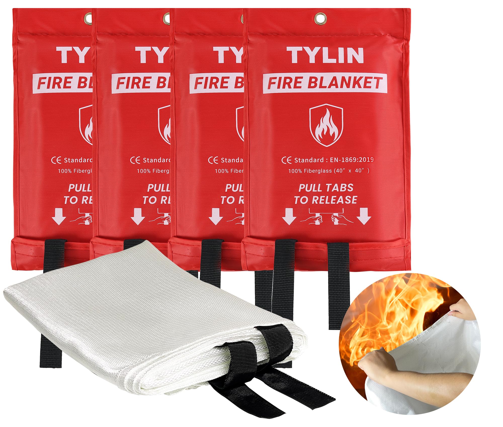 TYLIN Fire Blanket – Emergency Fire Blanket for Home & Kitchen, High Heat Resistant Fire Suppression Blankets for Home Safety, Kitchen, and Camping (4)