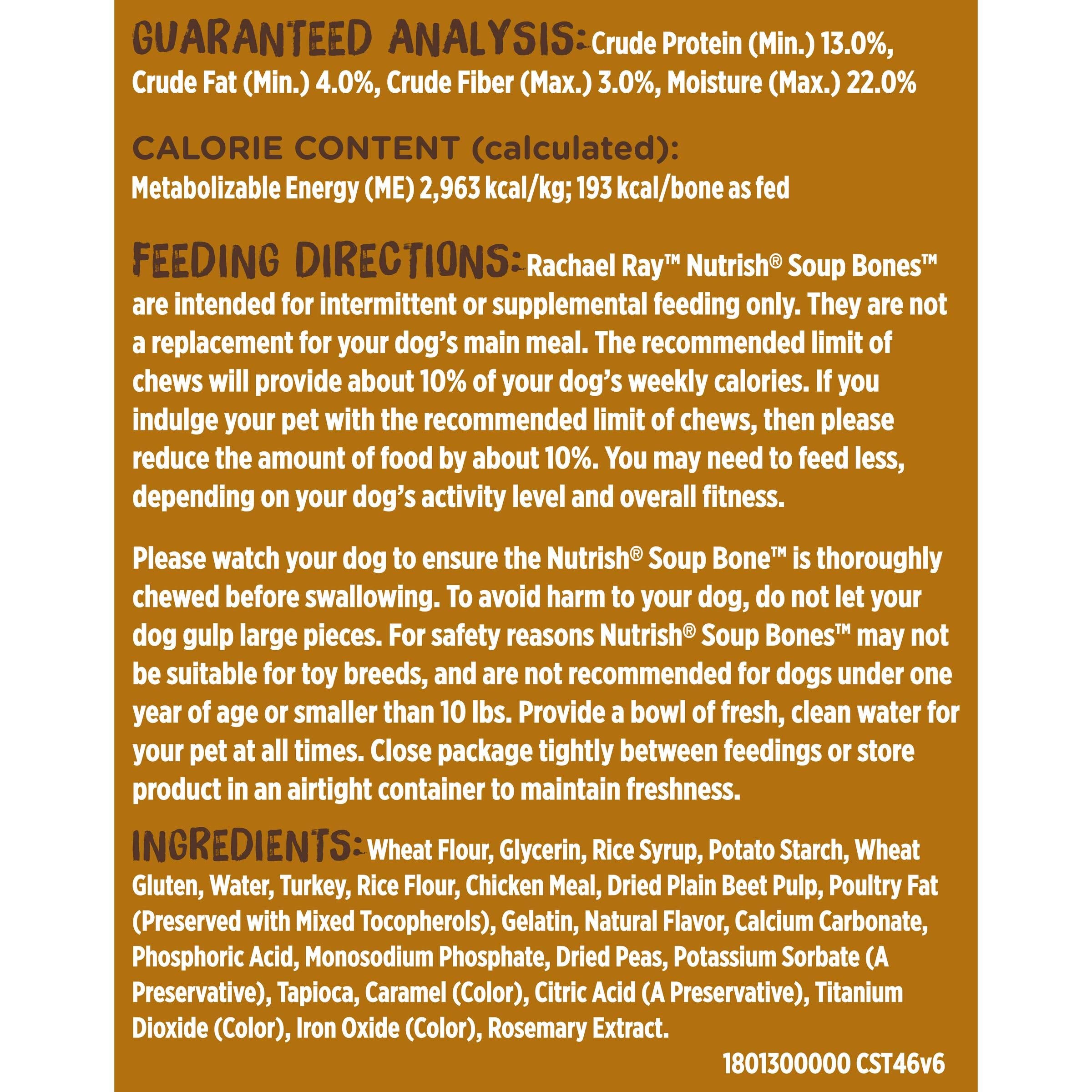 Rachael Ray Nutrish Soup Bones Dog Treats, Turkey & Rice Flavor, 11 Bones, Beige (071190048219)