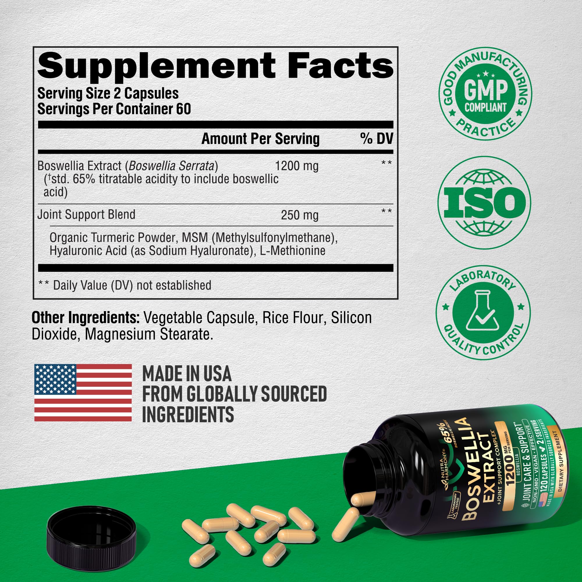 NUTRAHARMONY Glucosamine Chondroitin & Boswellia Extract Capsules