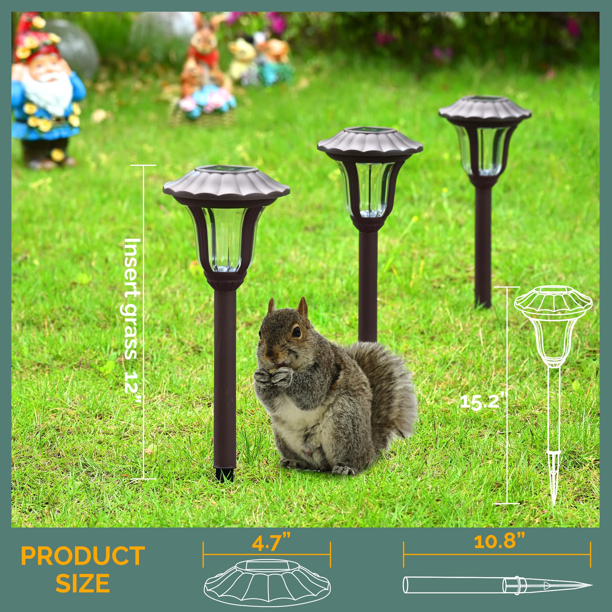 SUNCKET Solar Lights Outdoor Waterproof, 8 Pack Landscape Solar Garden Lights, Solar Powered Outdoor Pathway Garden Lights, Auto On/Off Outdoor Solar Lights for Yard Landscape Pathway Lawn
