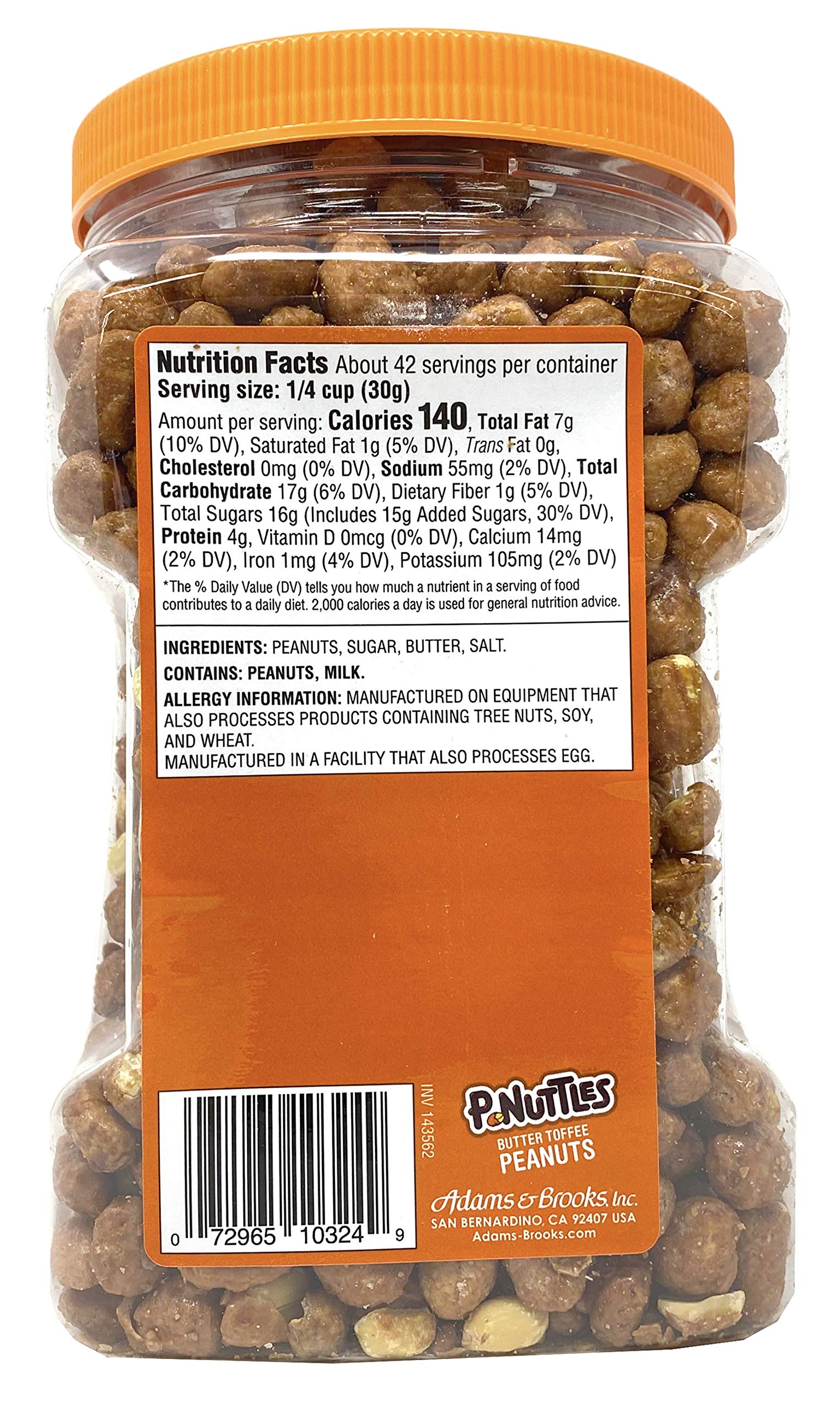 P-Nuttles Butter Toffee Covered Peanuts,Sweet Salty Snack, Toffee Peanuts,Toffee Nuts, 44 Ounce Jar Made in the USA, Kosher, Peanuts Sweet, Party Snack, Crunchy Nut Snack, Sweet Snack