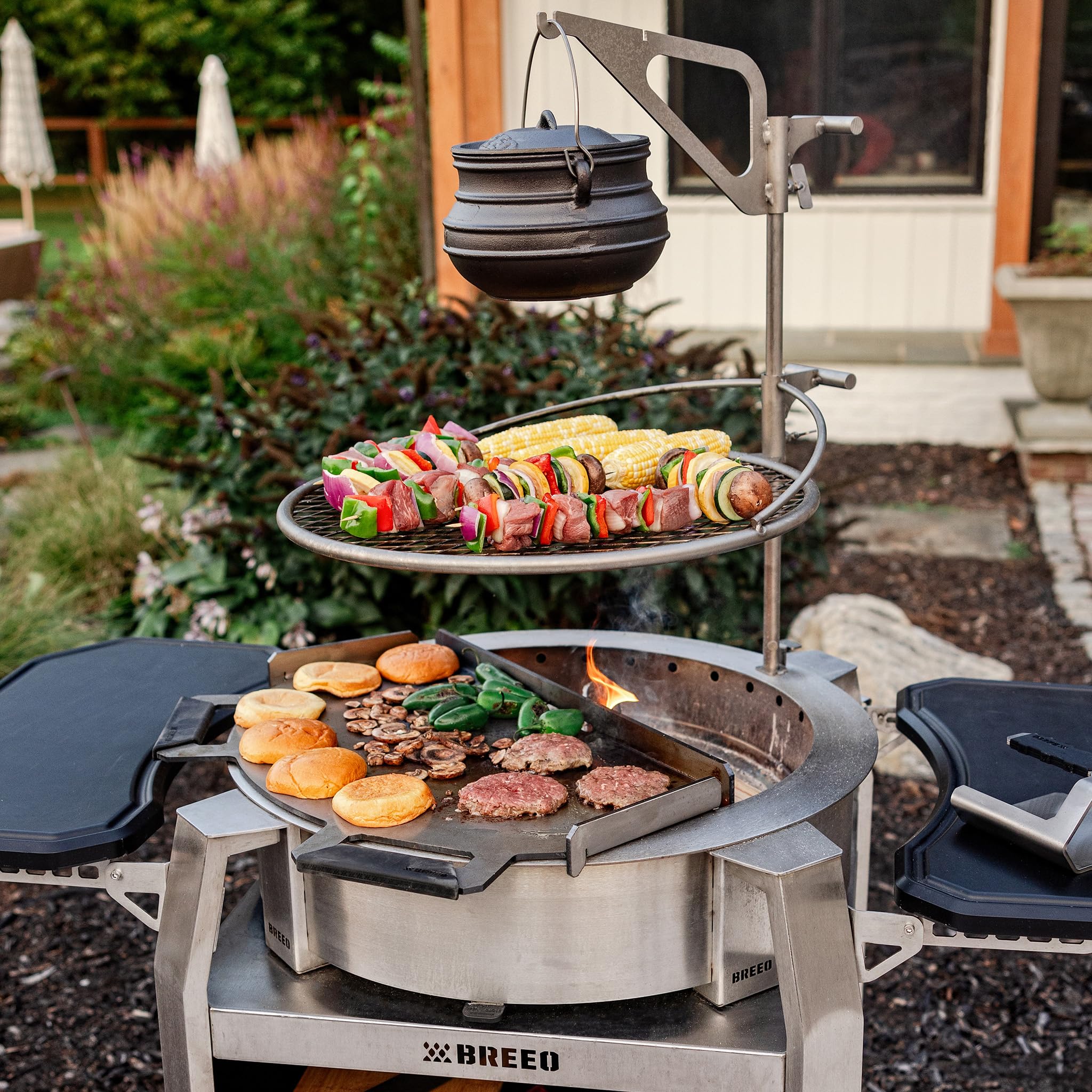 Outpost Grill 24 - Campfire Grill - Breeo X Series Accessory - Stainless Steel, Durable, USA Made - Campfire Grate - Camping Cooking Rack with Carrying Bag - Fire Pit Accessories