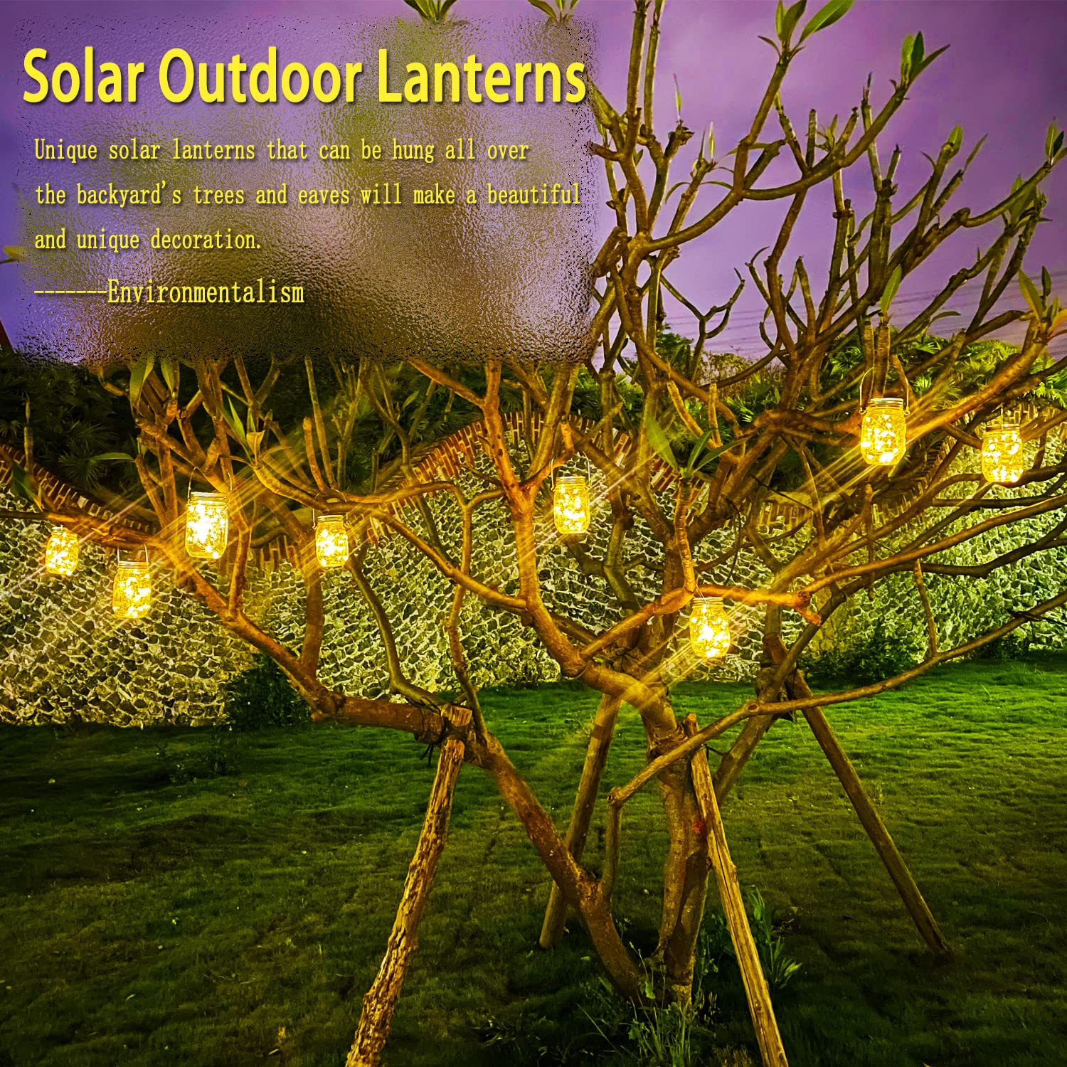 Cooo 12 Pack Crystal Glass Solar Lanterns Outdoor Waterproof 30LED Mason Jar Lights Solar Powered Garden Handmade Wall Lighting Fixtures๏ผJust a Little More, Get Double The Delight -12 Sets Warm White๏ผ