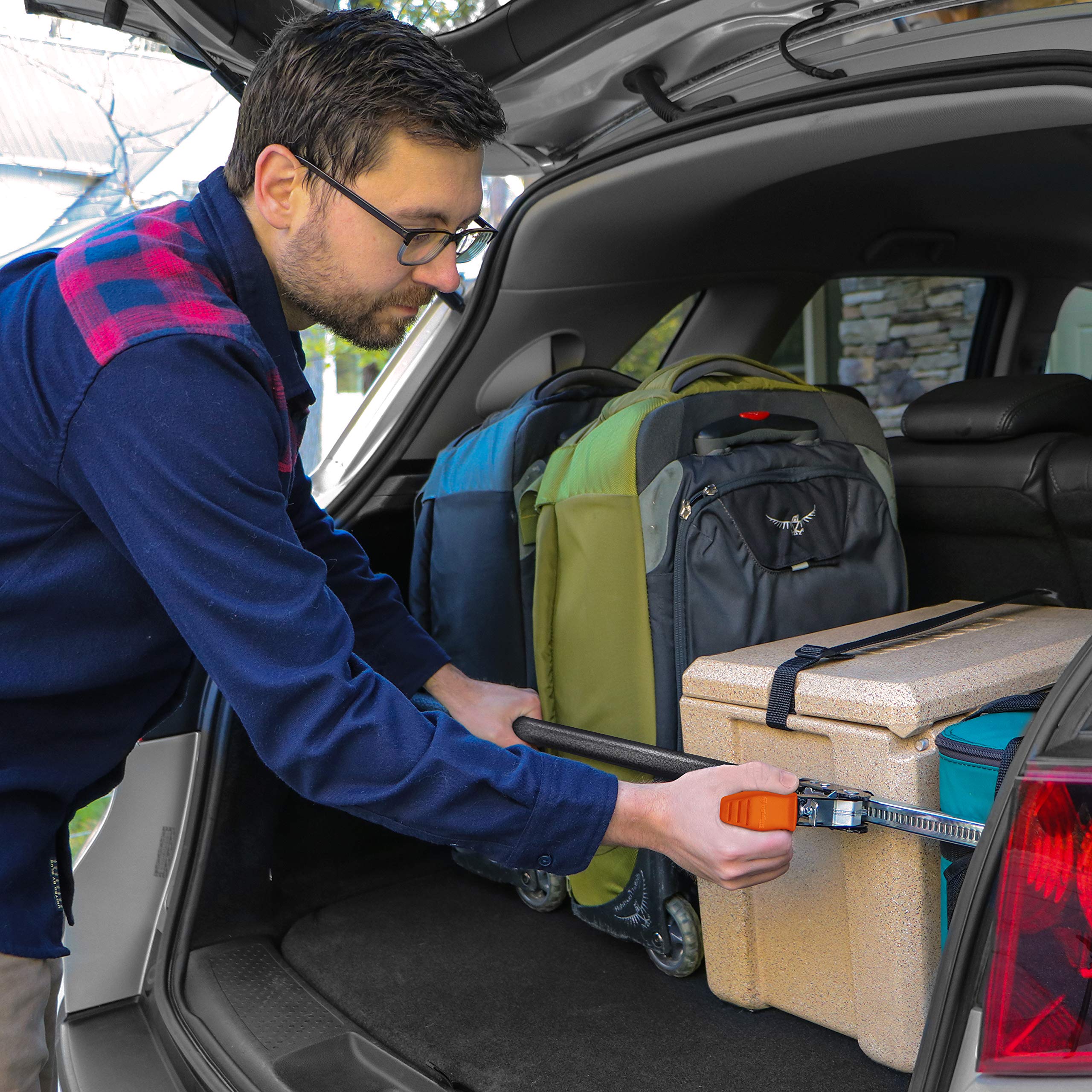 Rightline Gear Adjustable Ratcheting Cargo Bar for Pickup Truck Bed, 40 to 70 Inches, Black