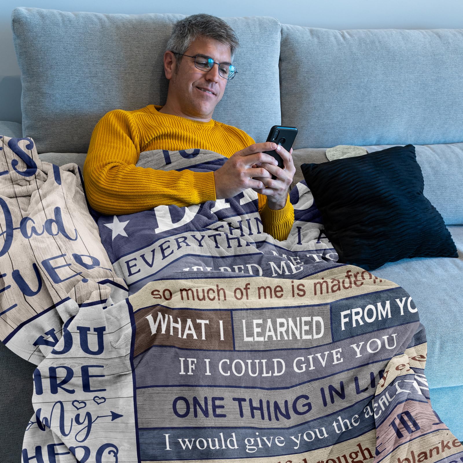 Punofell Gifts for Dad, Birthday Gift for Dad, Dad Gifts from Daughter/Son, Dad Birthday Gift Ideas, Best Dad Ever Gifts, Gift for Dad Who Wants Nothing,Papa/Father Gifts Blanket 50" x 60"