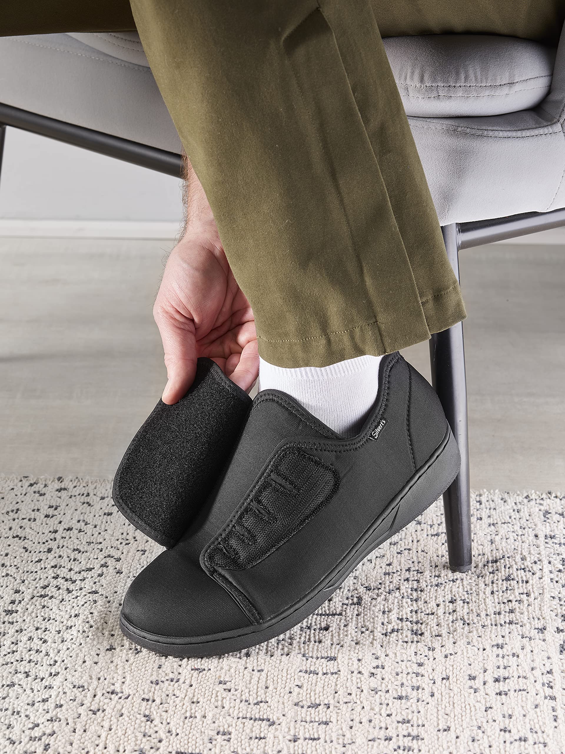 Silvert's Adaptive Clothing & Footwear Men’s Neoprene Extra Wide Ultra Comfort Flex Shoes for Seniors - Black 10