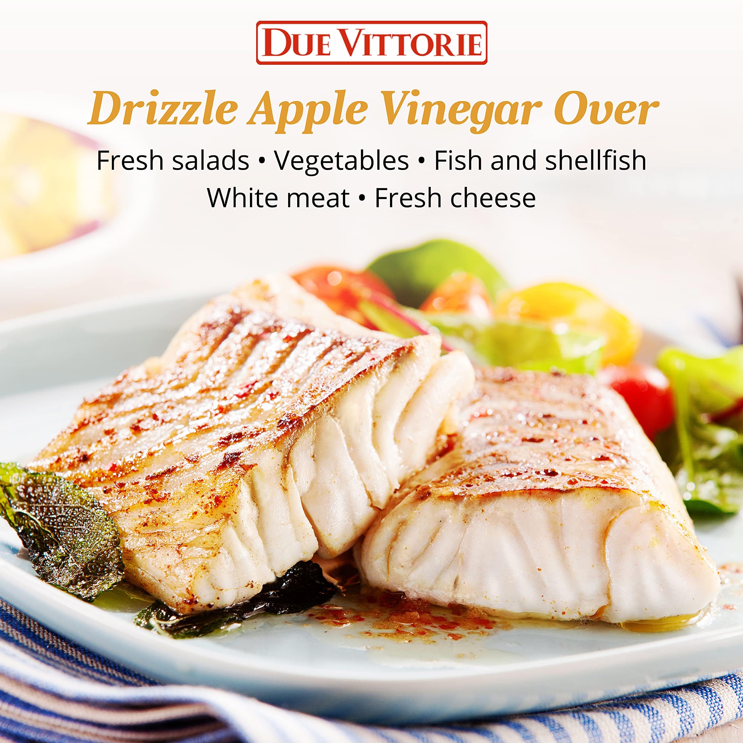 Due Vittorie Apple Vinegar - Easy to Drink Raw Apple Cider Vinegar Aged in Barrique Wine Barrels, Gourmet Vinegar for Cooking, Imported From Italy, All Natural - 16.9 fl oz / 500ml