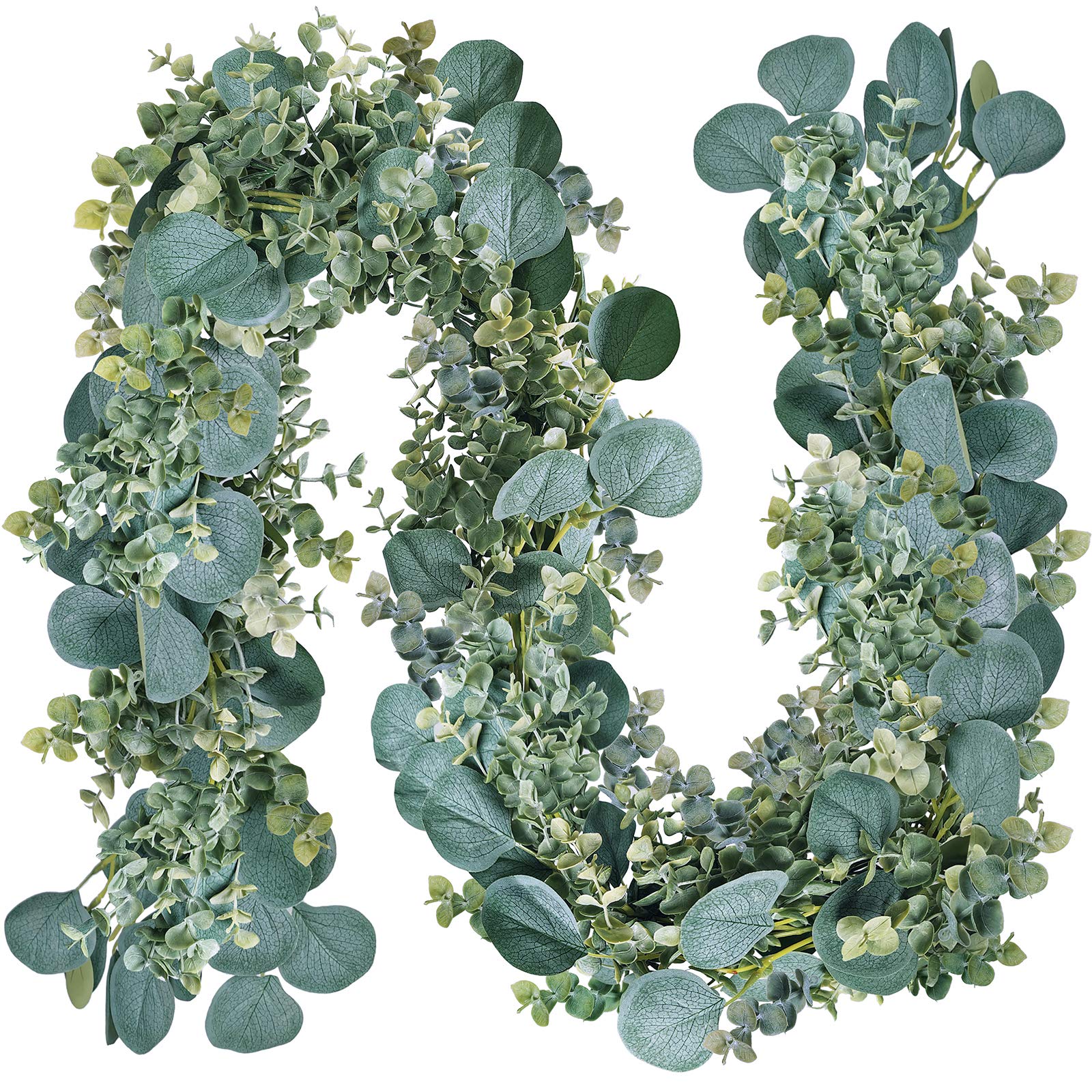 8.3' Long Faux Eucalyptus Greenery Garland - Silver Dollar Eucalyptus for Wedding Arch, Swag, Backdrop, Doorways, Mantel, Table Runner - Indoor/Outdoor