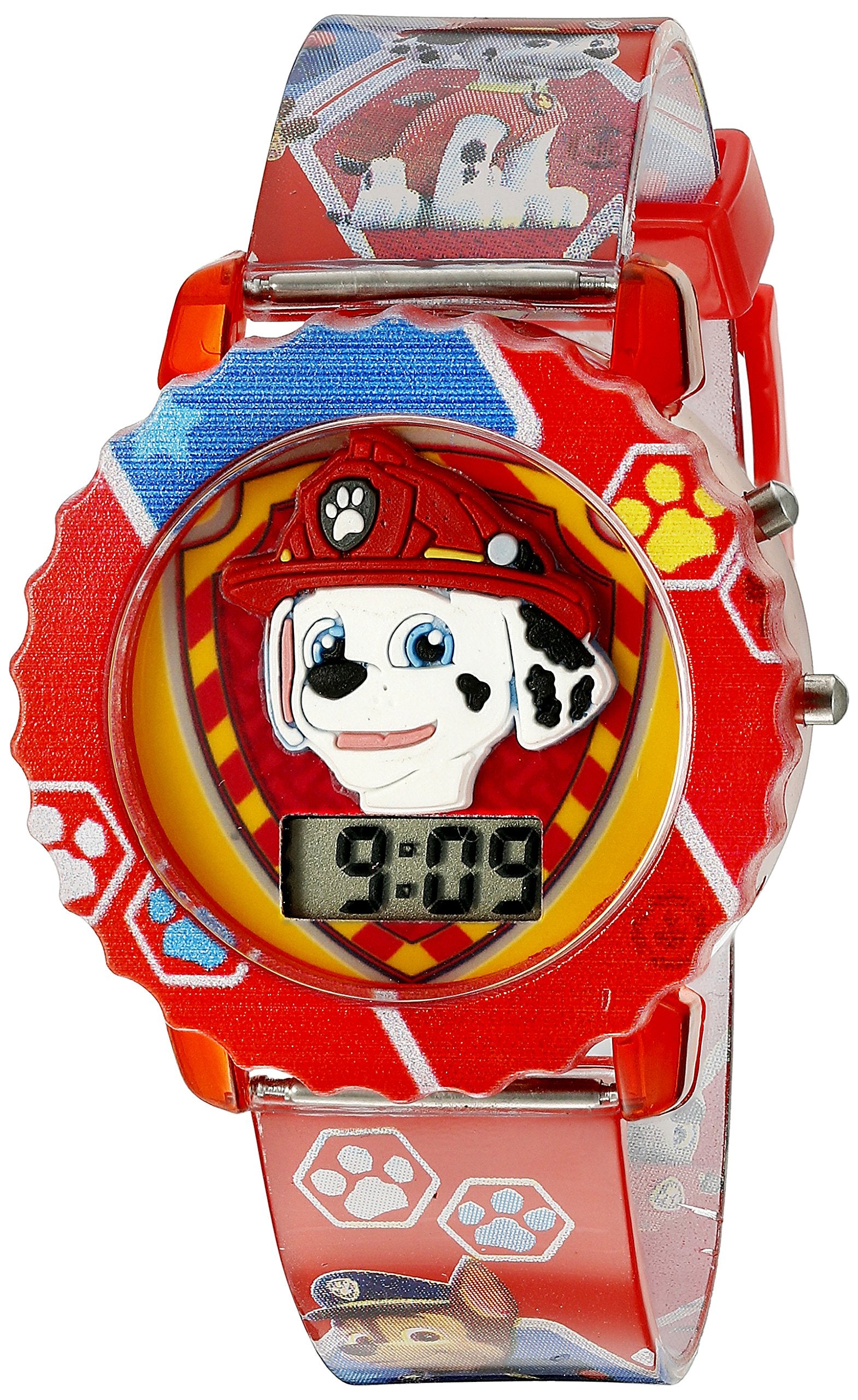 Nickelodeon Kids' Digital Watch with Red Case, Comfortable Red Strap, Easy to Buckle - Official 3D Paw Patrol Character on the Dial, Safe for Children - Model: PAW4016