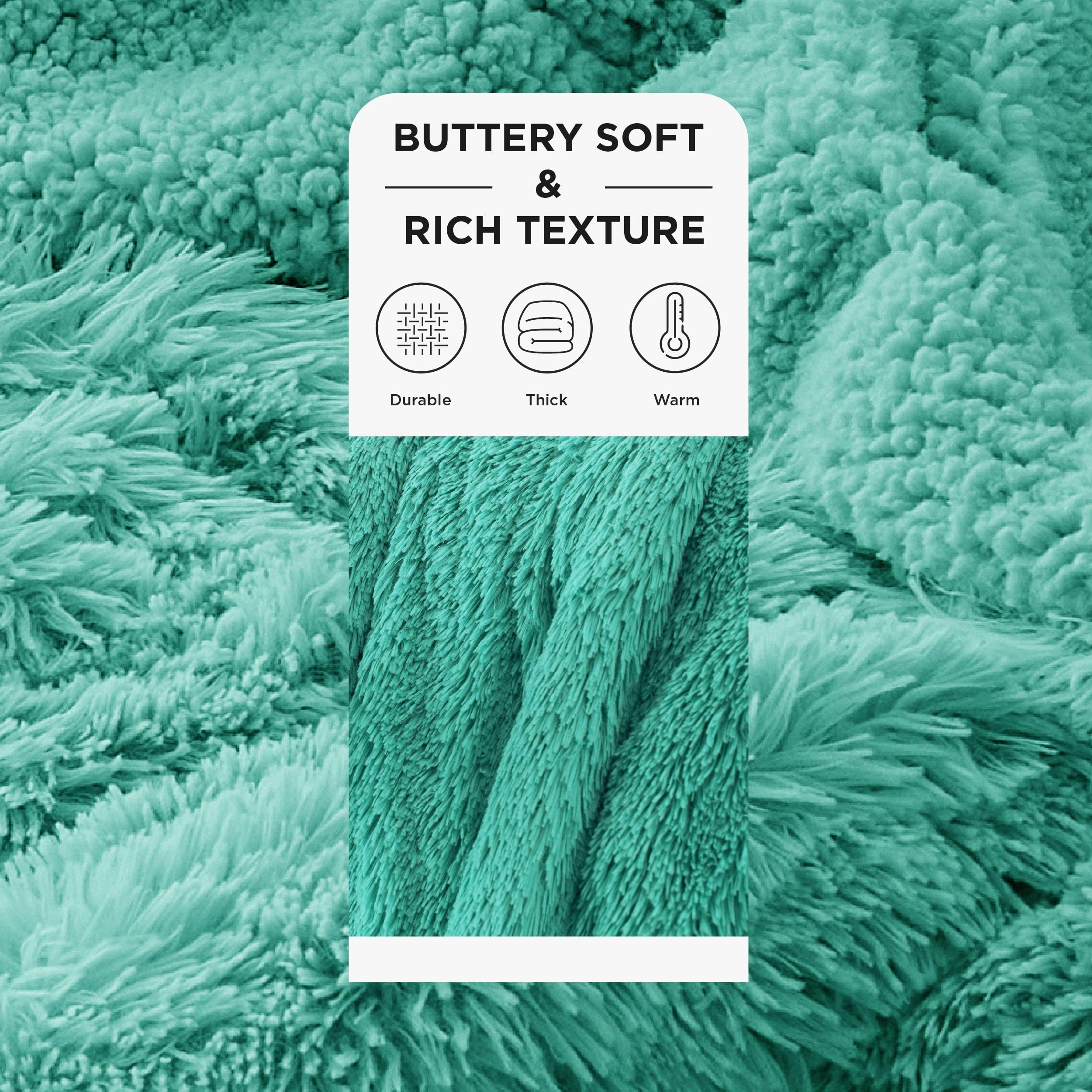 Bedsure Soft Aruba Blue Throw Blanket for Couch, Fluffy Fuzzy Blankets & Throws for Bed, Sofa, Cozy Plush Sherpa Fleece Faux Fur Blanket, Thick Warm Christmas Blanket Gifts for Women, Men, 50x60