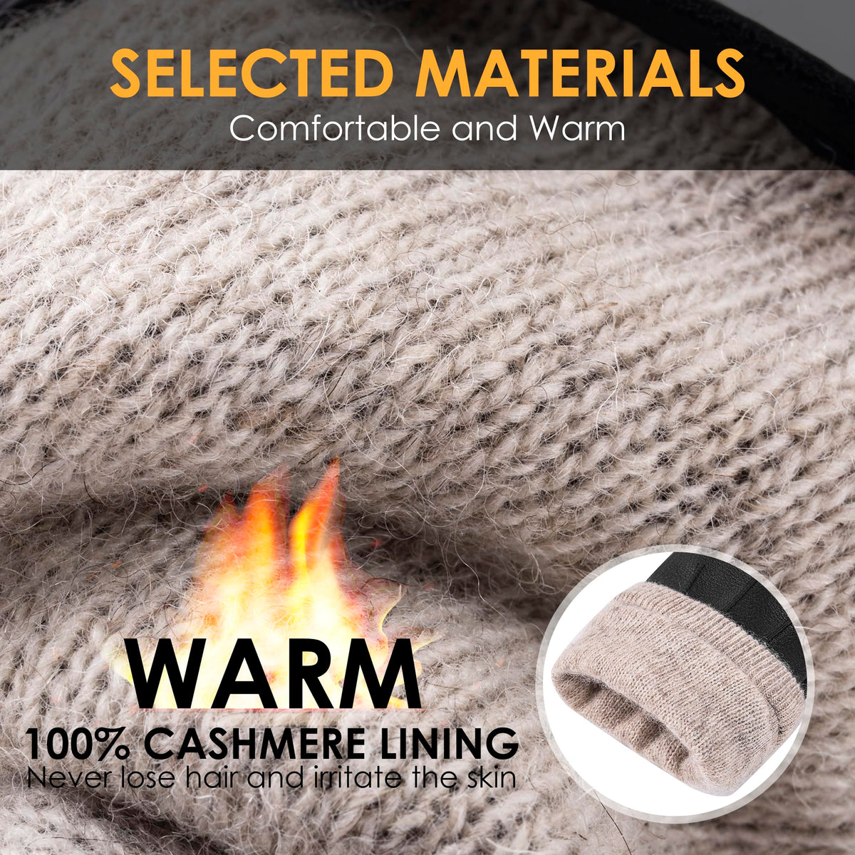 alqqas Winter Fashion Leather Gloves for Men, Finger Touchscreen Texting Wool Lined Outdoor Windproof Warm Driving Gloves
