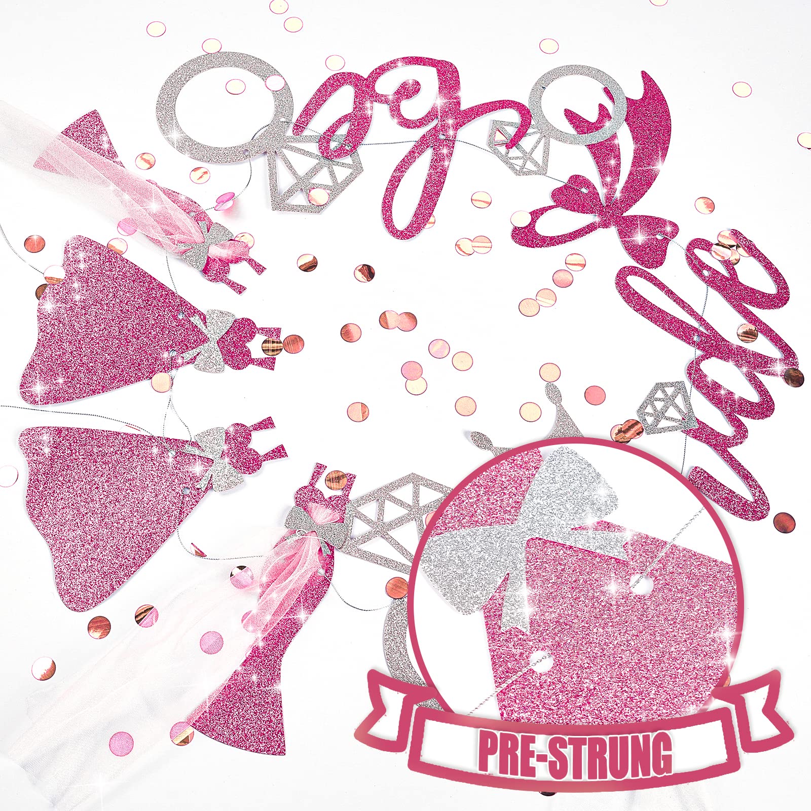 PartyWoo Rose Gold Bachelorette Banner Bride to Be Decoration Sign Diamond Garlands for Bride to Be Party Bridal Shower Girl Bachelorette Wedding Party Decortions