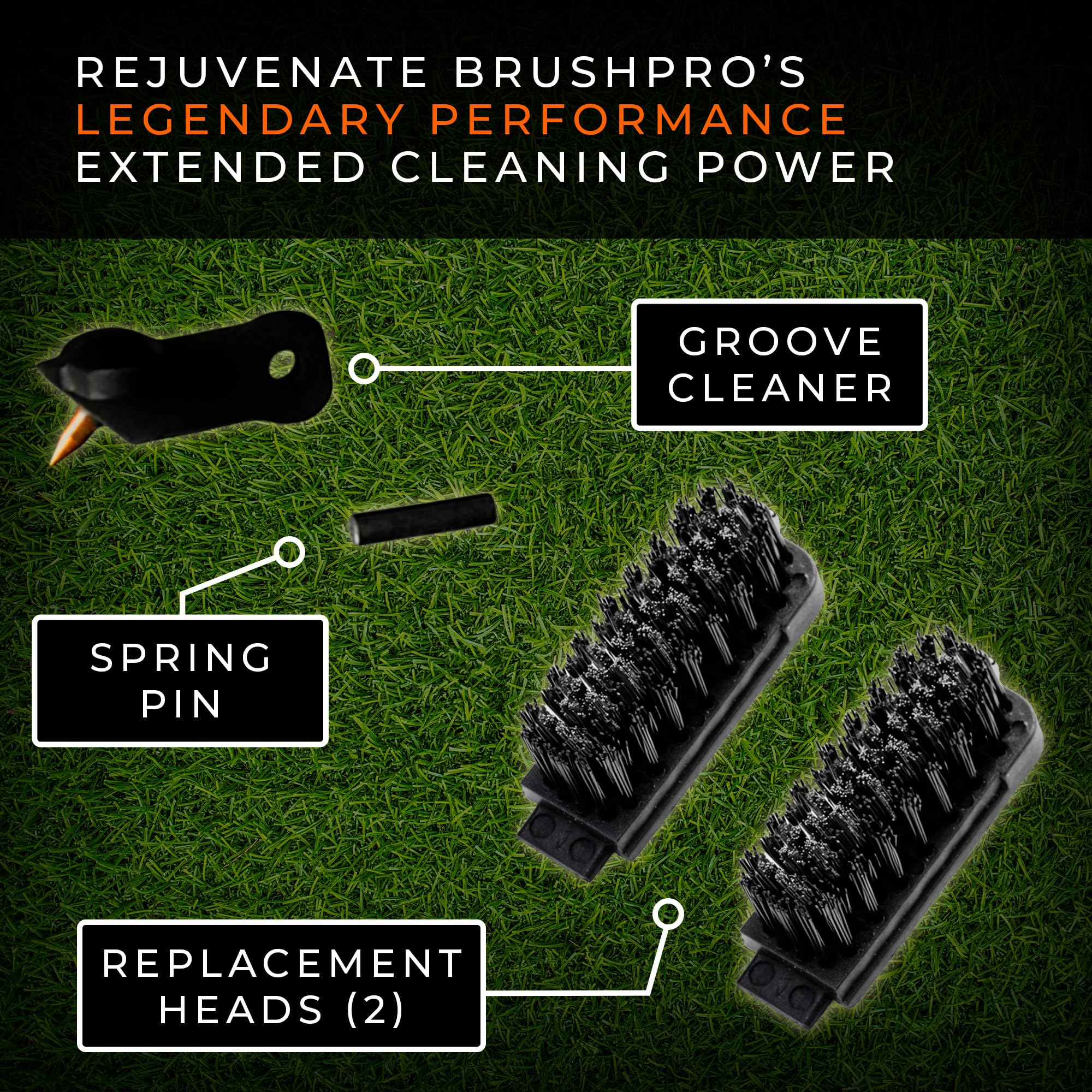 Frogger Golf Brush Head and Groove Cleaner Replacement for BrushPro (100% Nylon Brush)