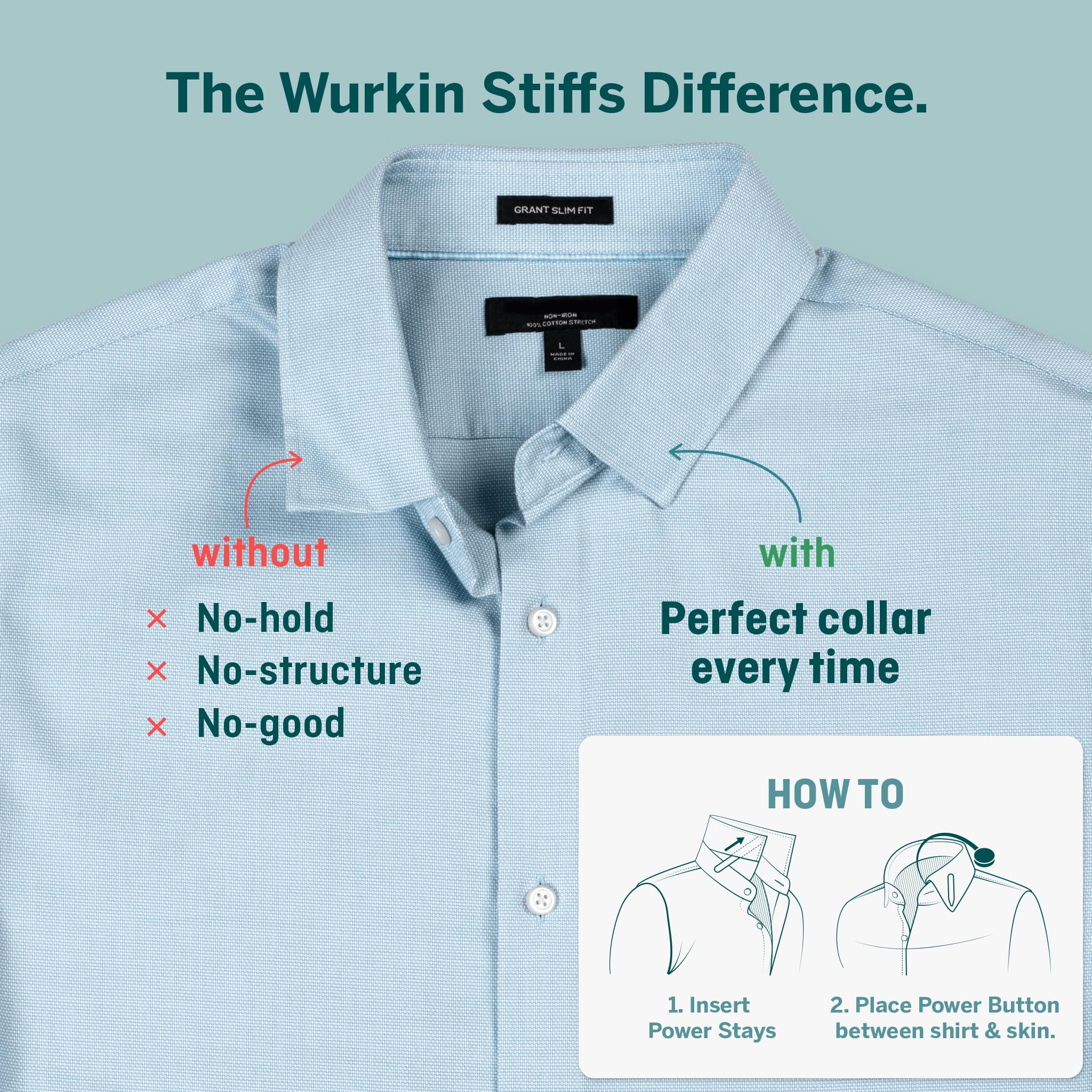 2.0-inch and 2.5-inch Power Stays Magnetic Collar Stays by Würkin Stiffs | 1 Pair of Each Size | Includes (2) 2.0” Power Stays and (2) 2.5” Power Stays with Storage Case | As Seen on Shark Tank