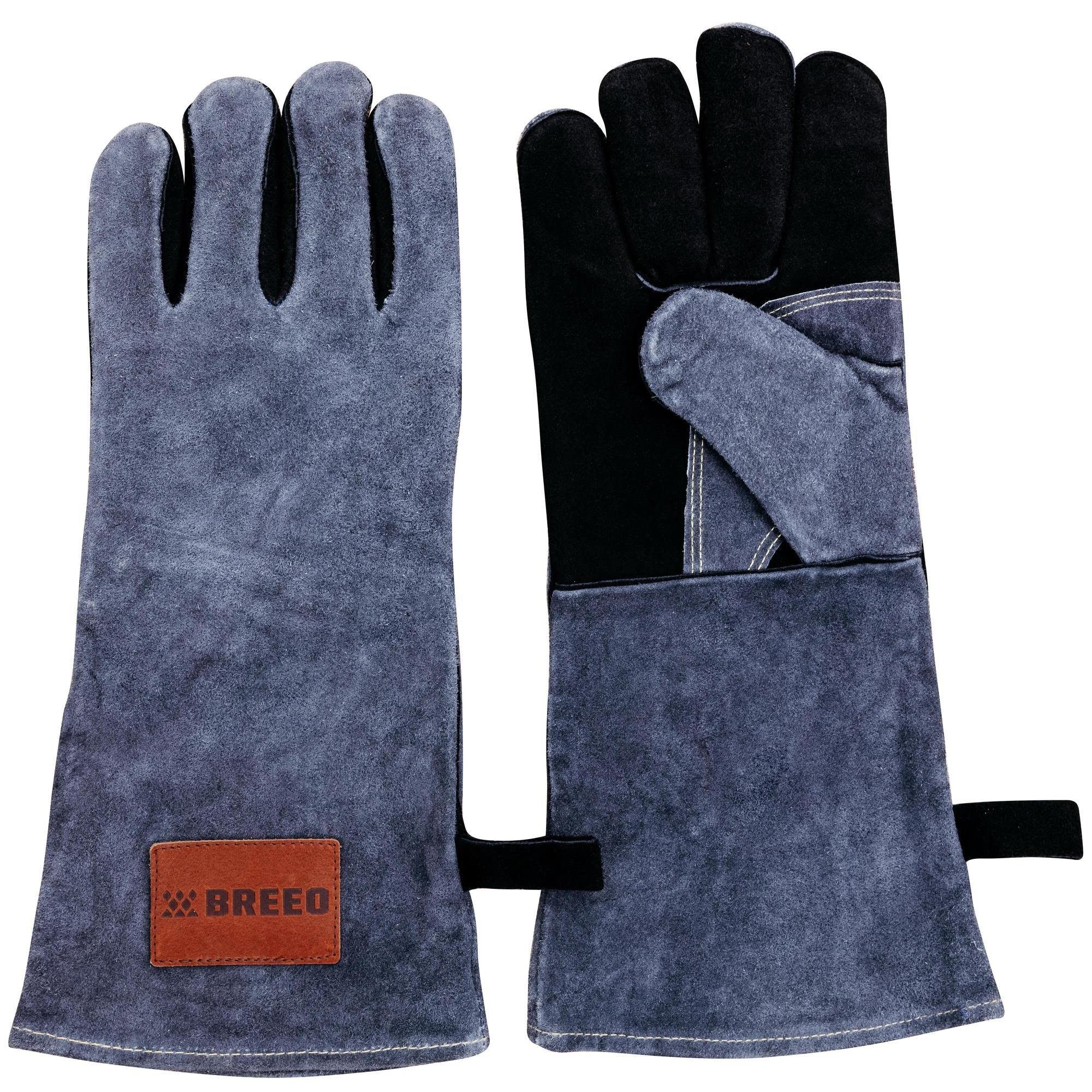 Breeo Fire Pit Gloves - Leather, Heat-Resistant Fire Gloves for Outdoor Cooking & Grilling - Air-Isolated Aluminum Foil Grip - Control the Flame - Heat Resistant up to 1000° - One Size Fits All