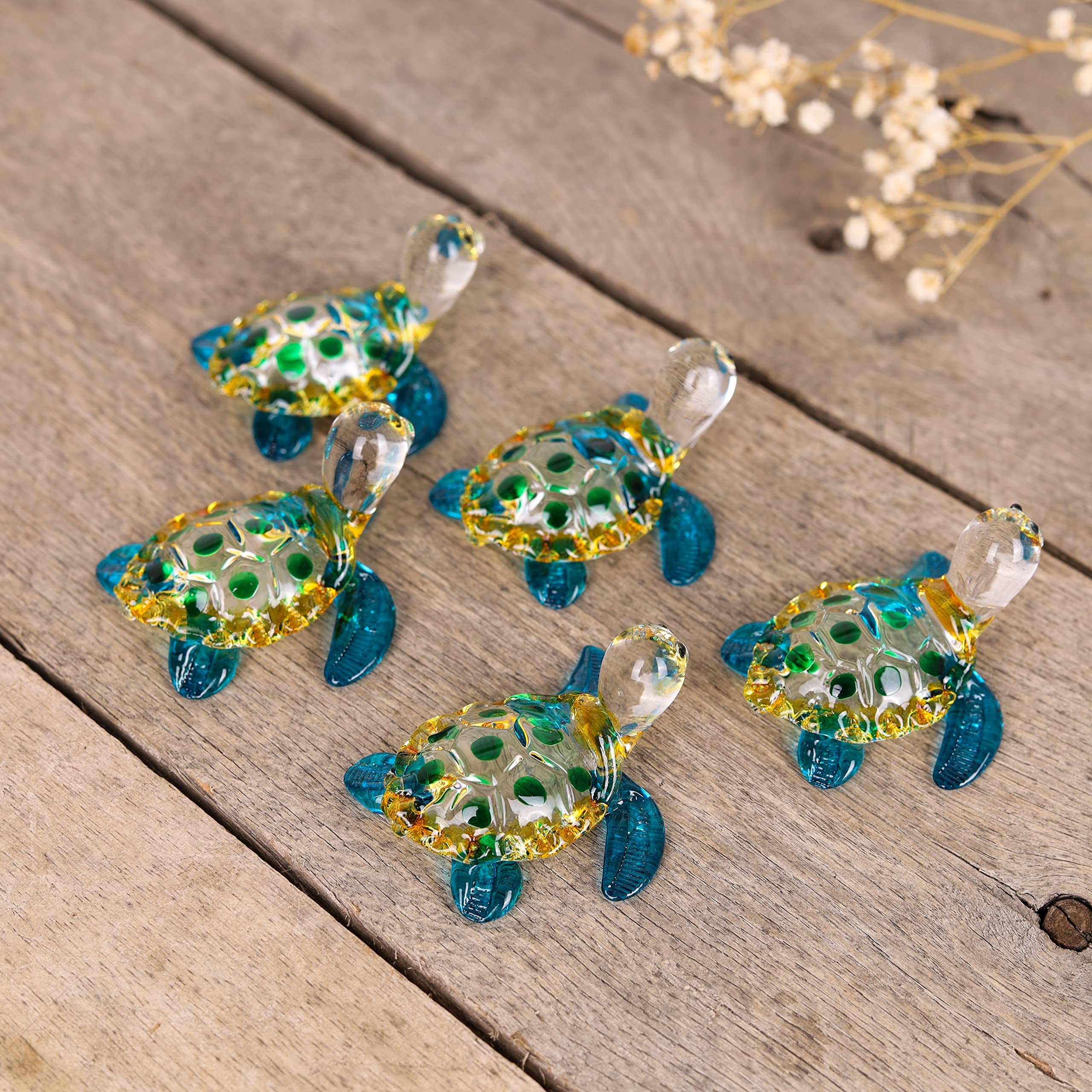 Hand Blown Art Glass,Sea Turtle Miniature Animals Collection, Dollhouse Miniatures,Turtle Art Glass Blown.(N0053)
